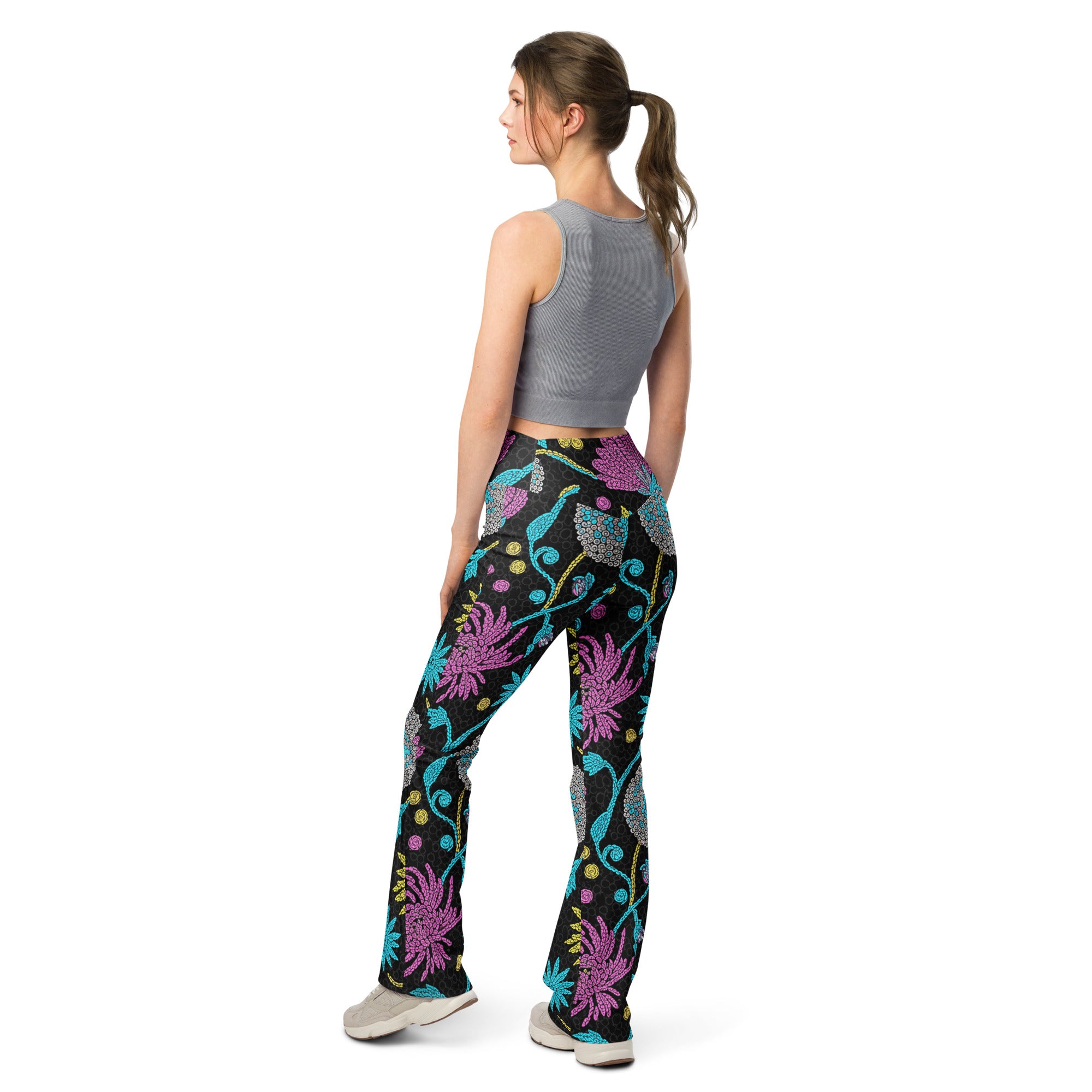 Holographic Paillette Maximalist Flare Leggings | GearBunch