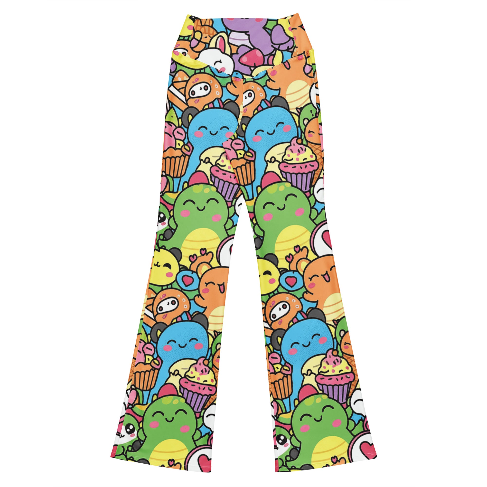 Kawaii Dinosaur Stomp Flare Leggings | GearBunch