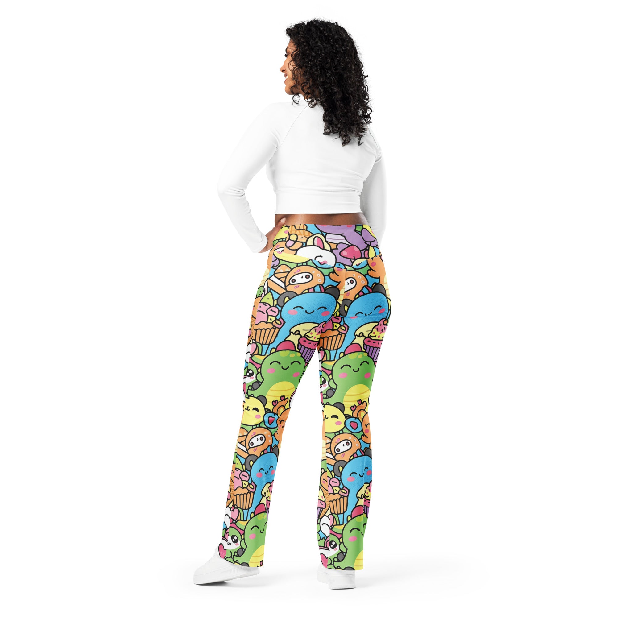 Kawaii Dinosaur Stomp Flare Leggings | GearBunch