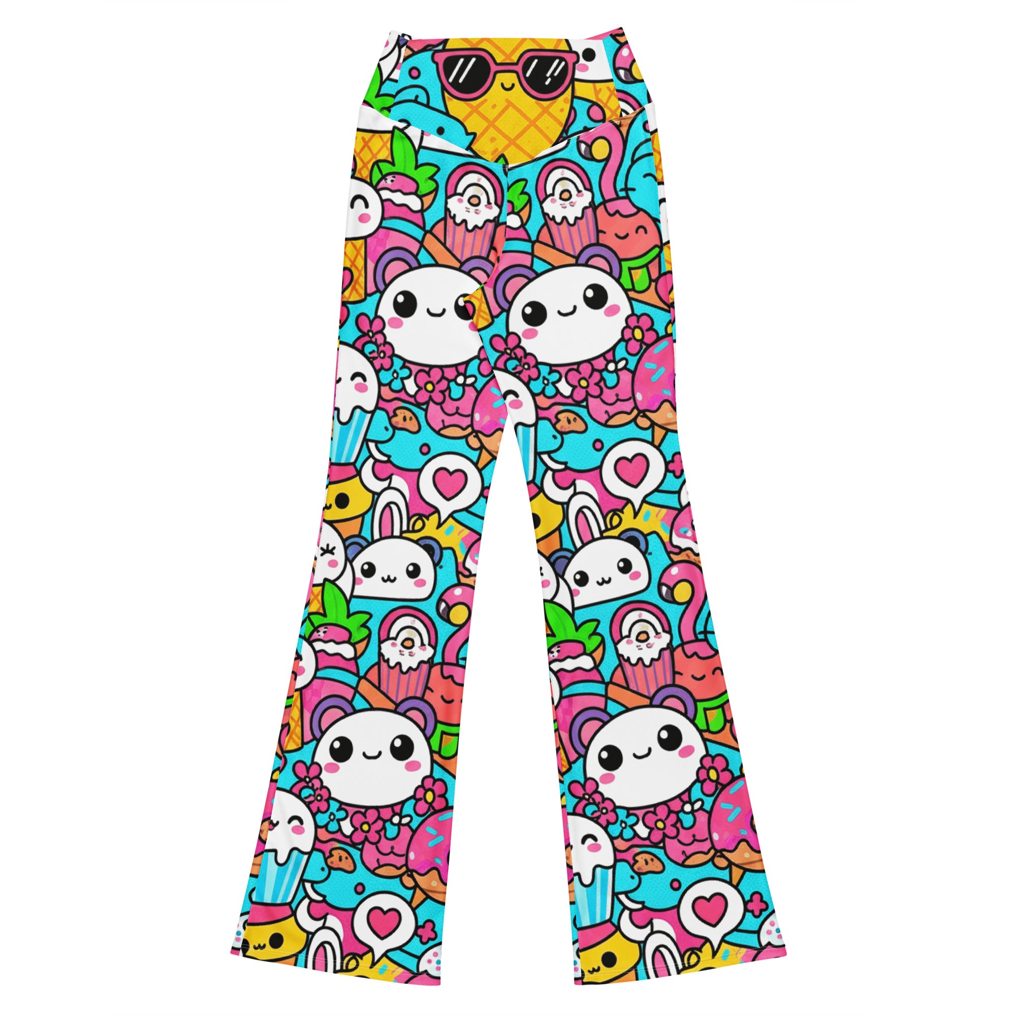 Kawaii Tropical Pineapple Flare Leggings | GearBunch