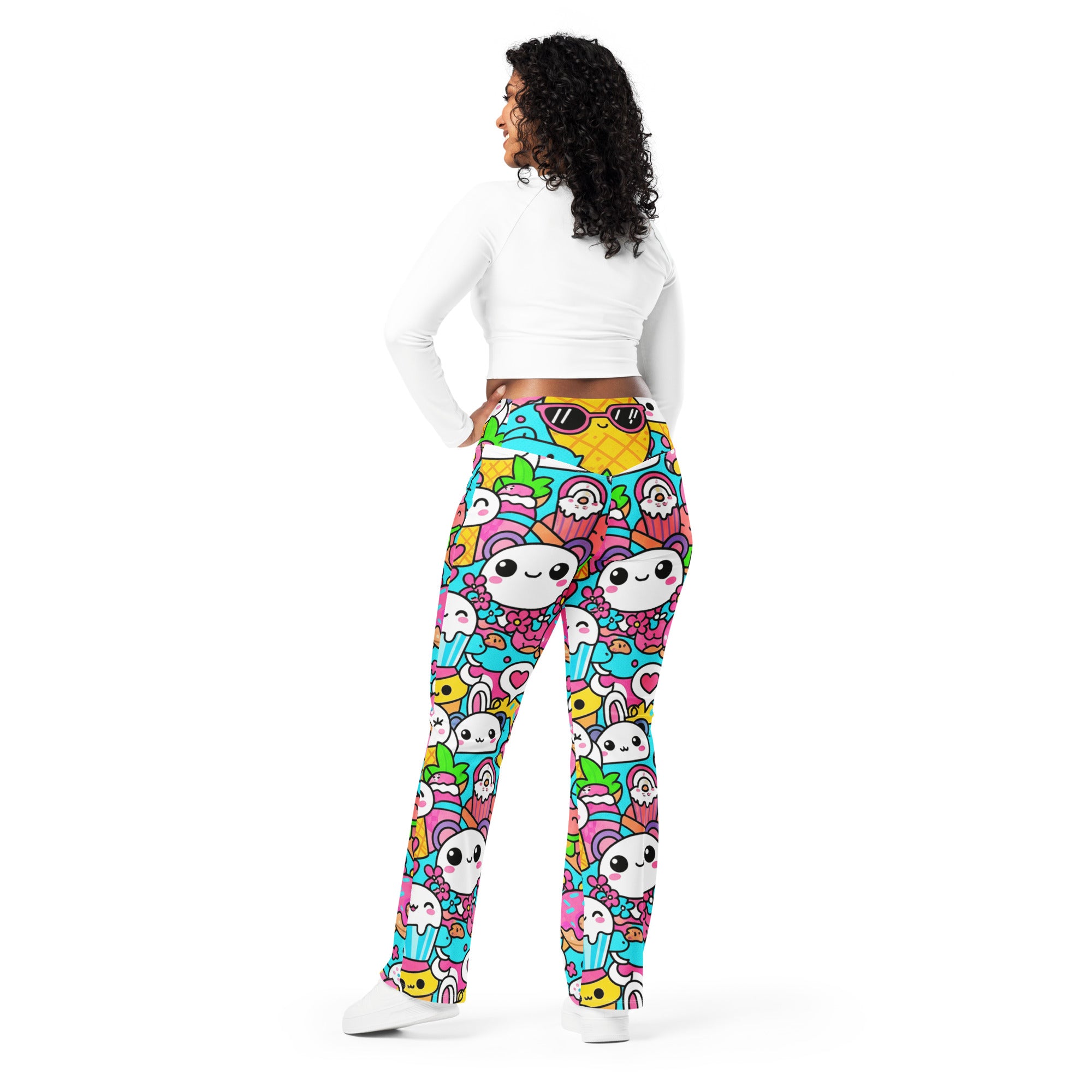 Kawaii Tropical Pineapple Flare Leggings | GearBunch