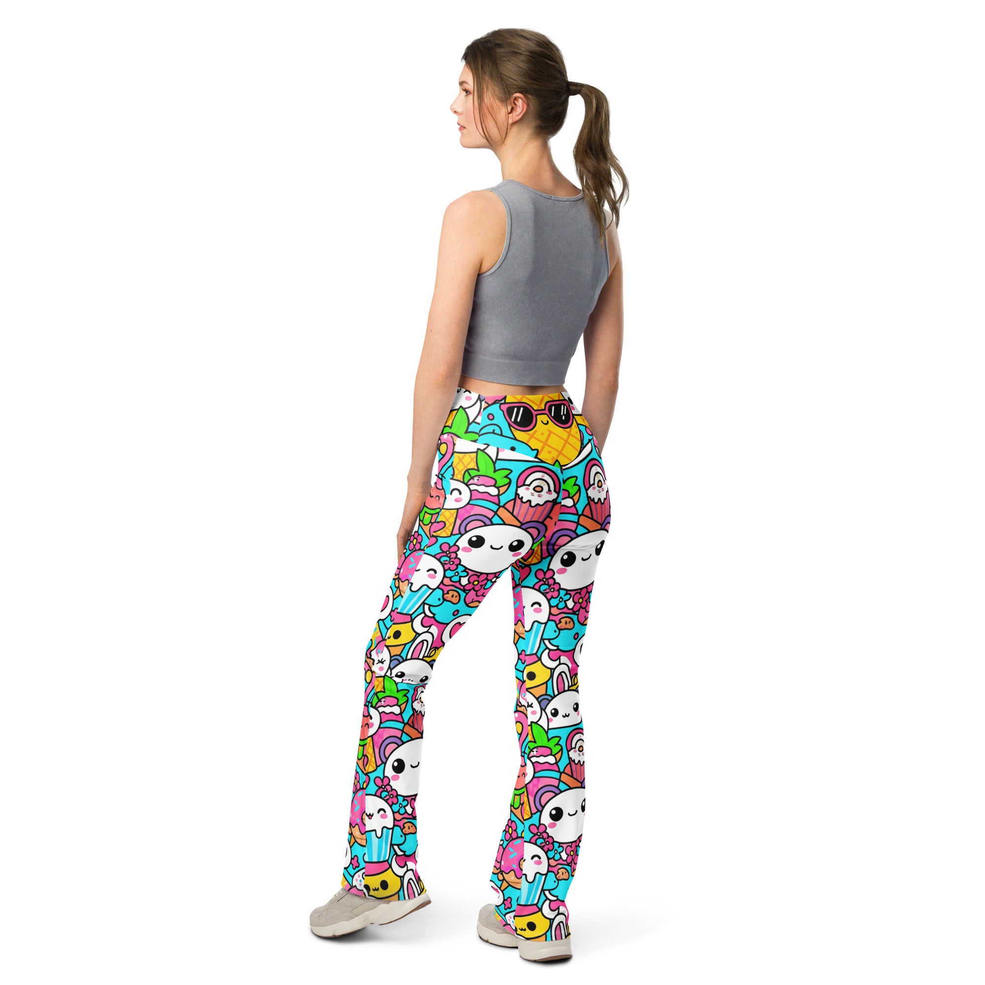 Kawaii Tropical Pineapple Flare Leggings | GearBunch