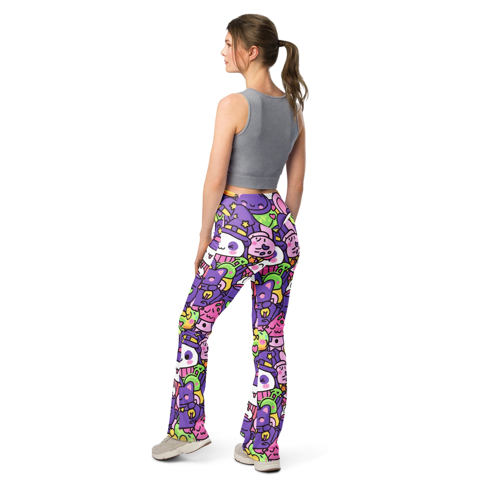 Kawaii Witch Familiar Flare Leggings | GearBunch