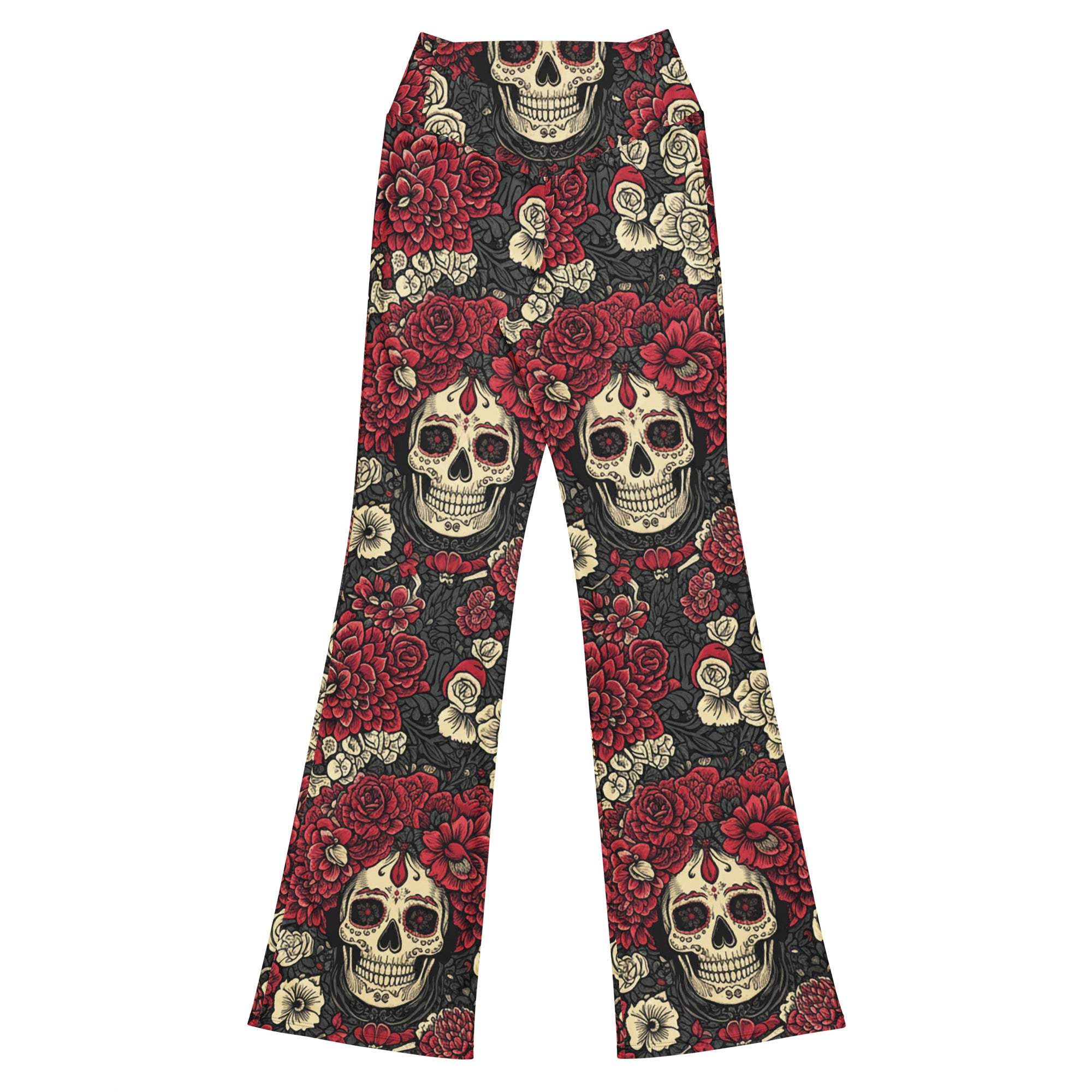 La Catrina Floral Crown Flare Leggings | GearBunch