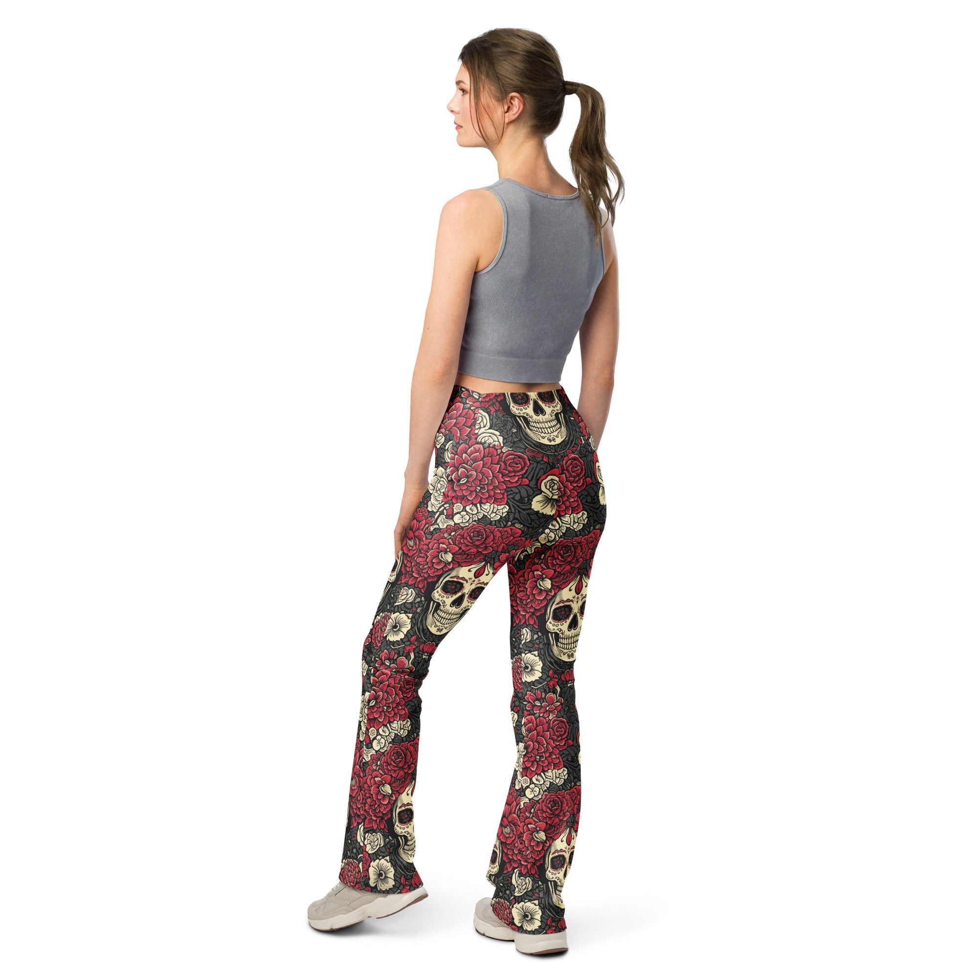 La Catrina Floral Crown Flare Leggings | GearBunch