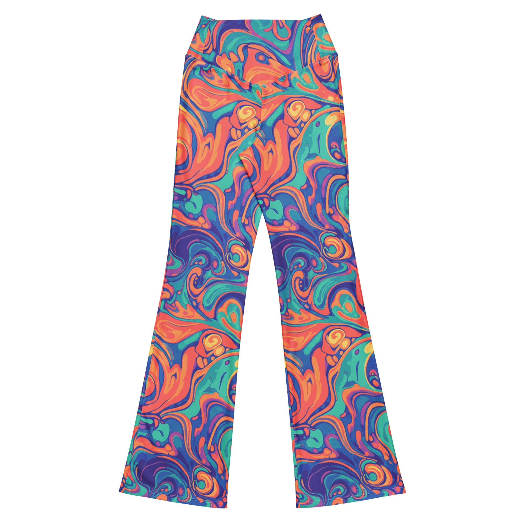 Liquid Marble Coral Reef Flare Leggings | GearBunch