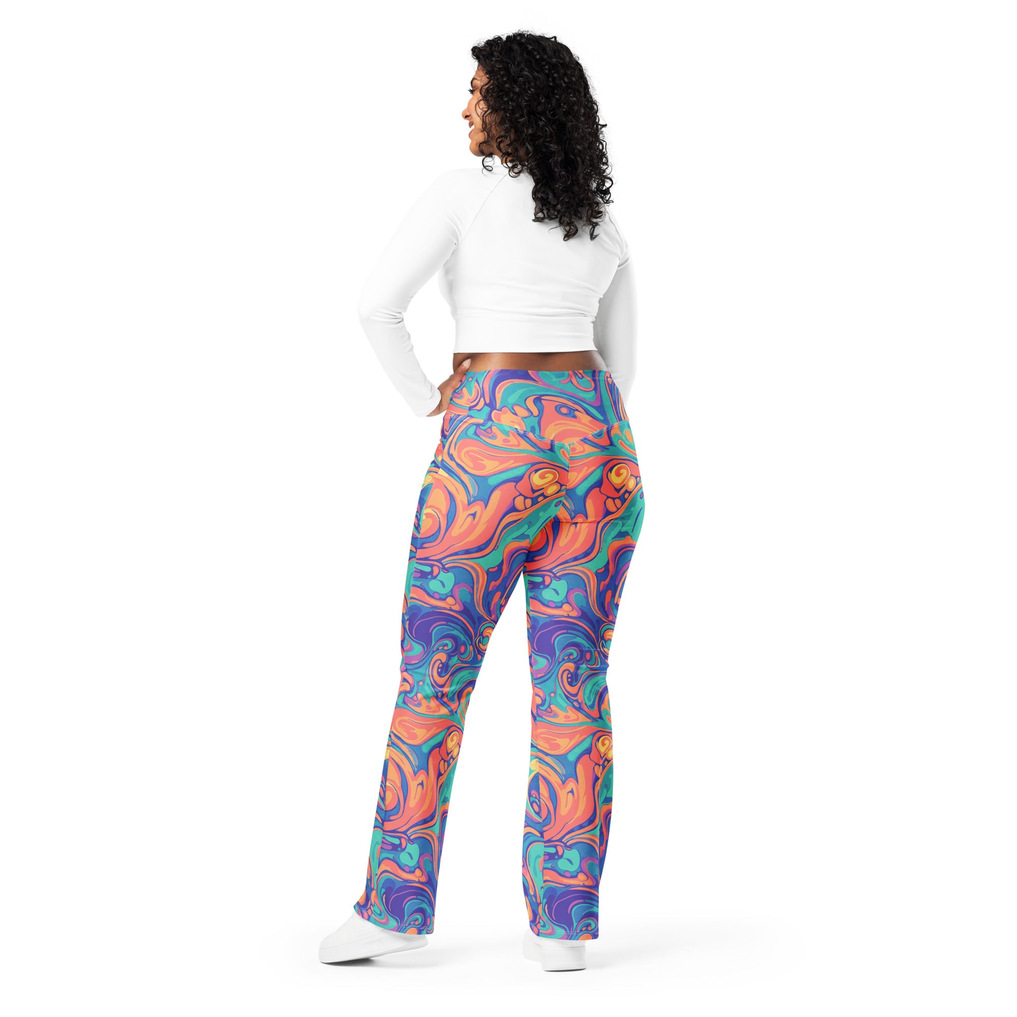 Liquid Marble Coral Reef Flare Leggings | GearBunch