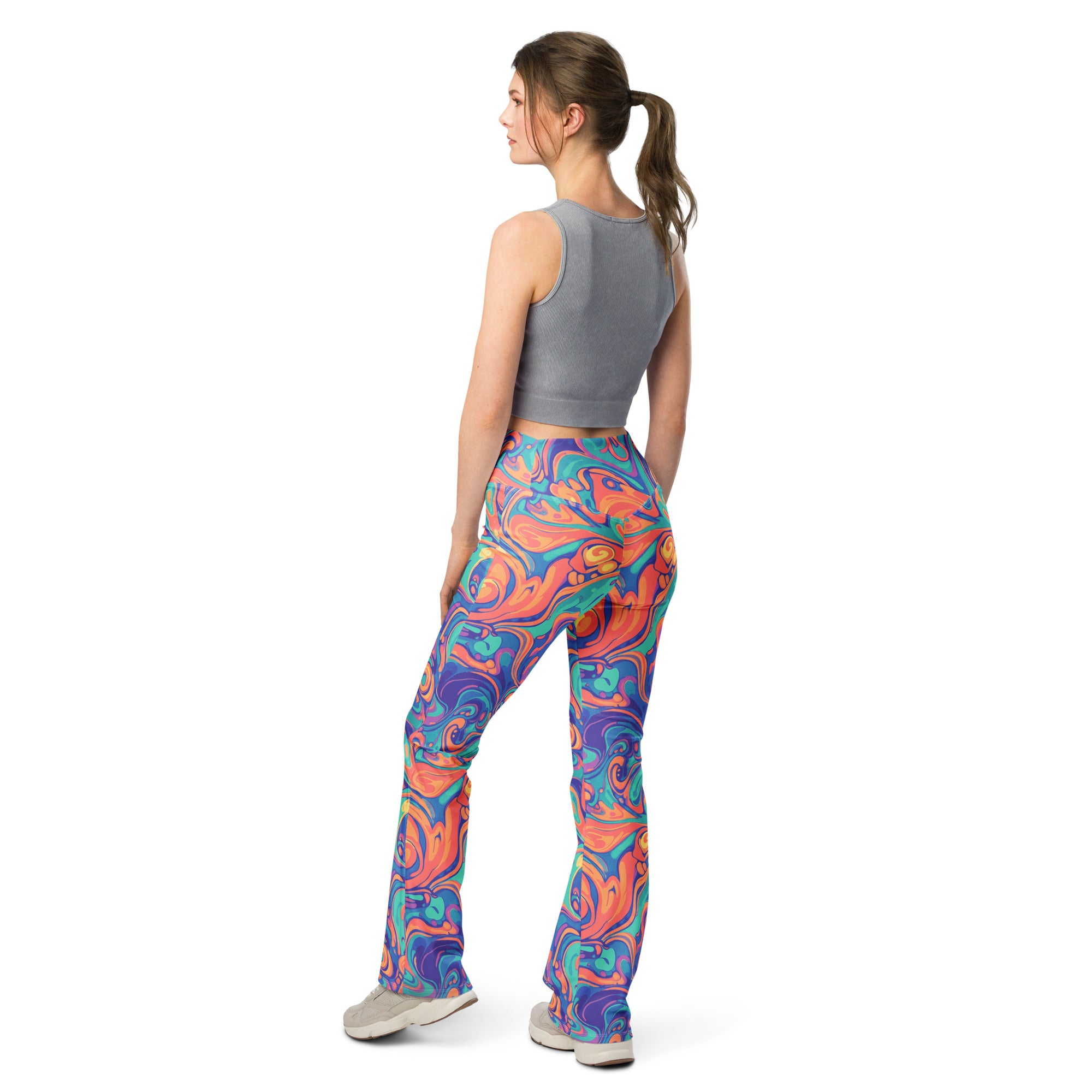 Liquid Marble Coral Reef Flare Leggings | GearBunch