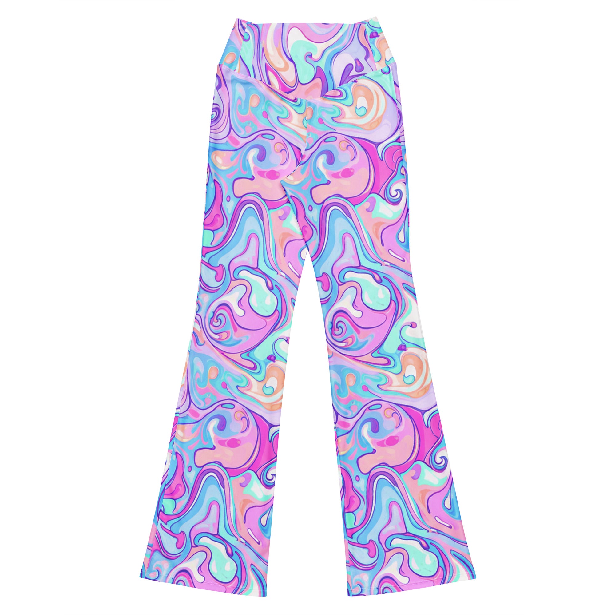 Liquid Marble Cotton Candy Flare Leggings | GearBunch
