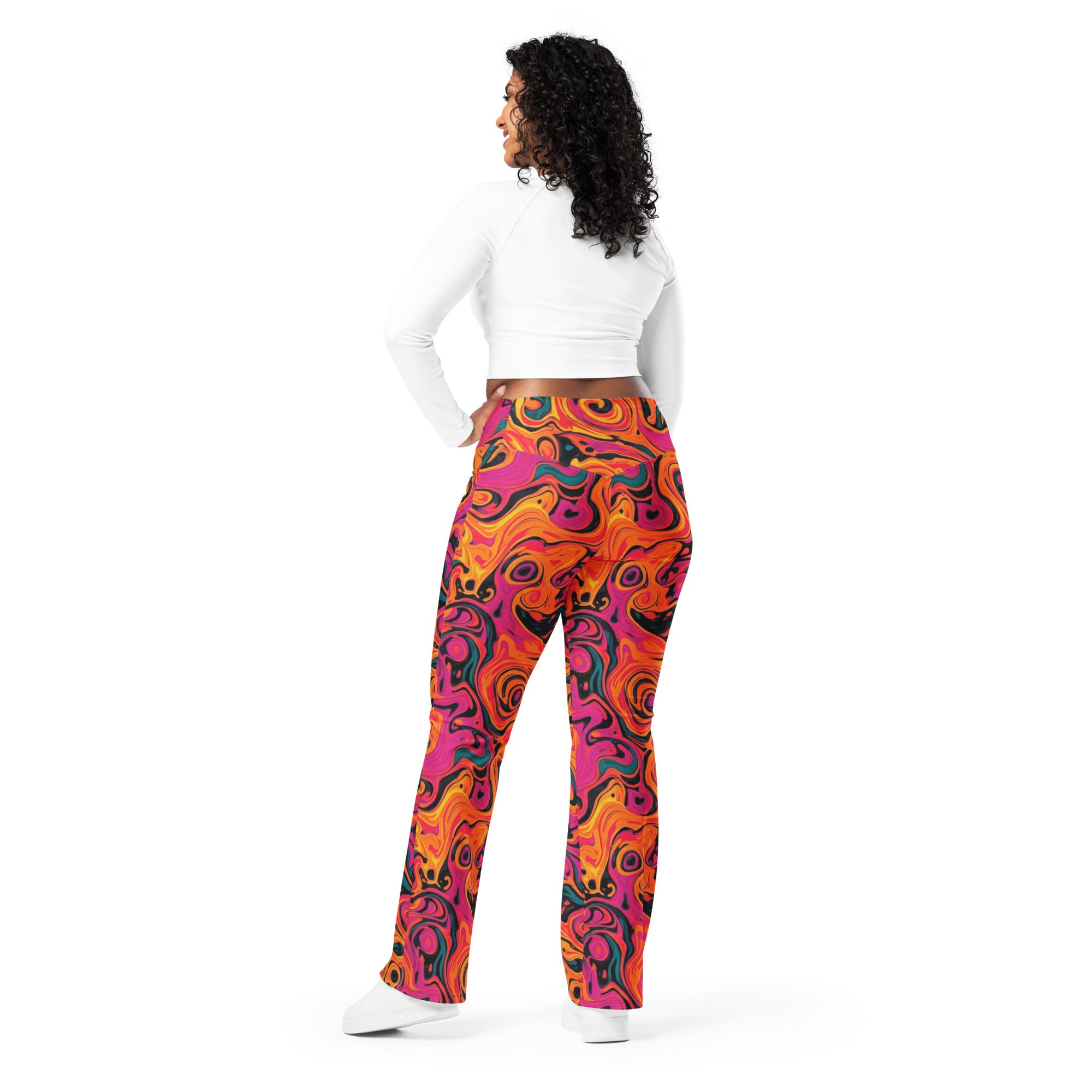 Liquid Marble Fire Opal Flare Leggings | GearBunch