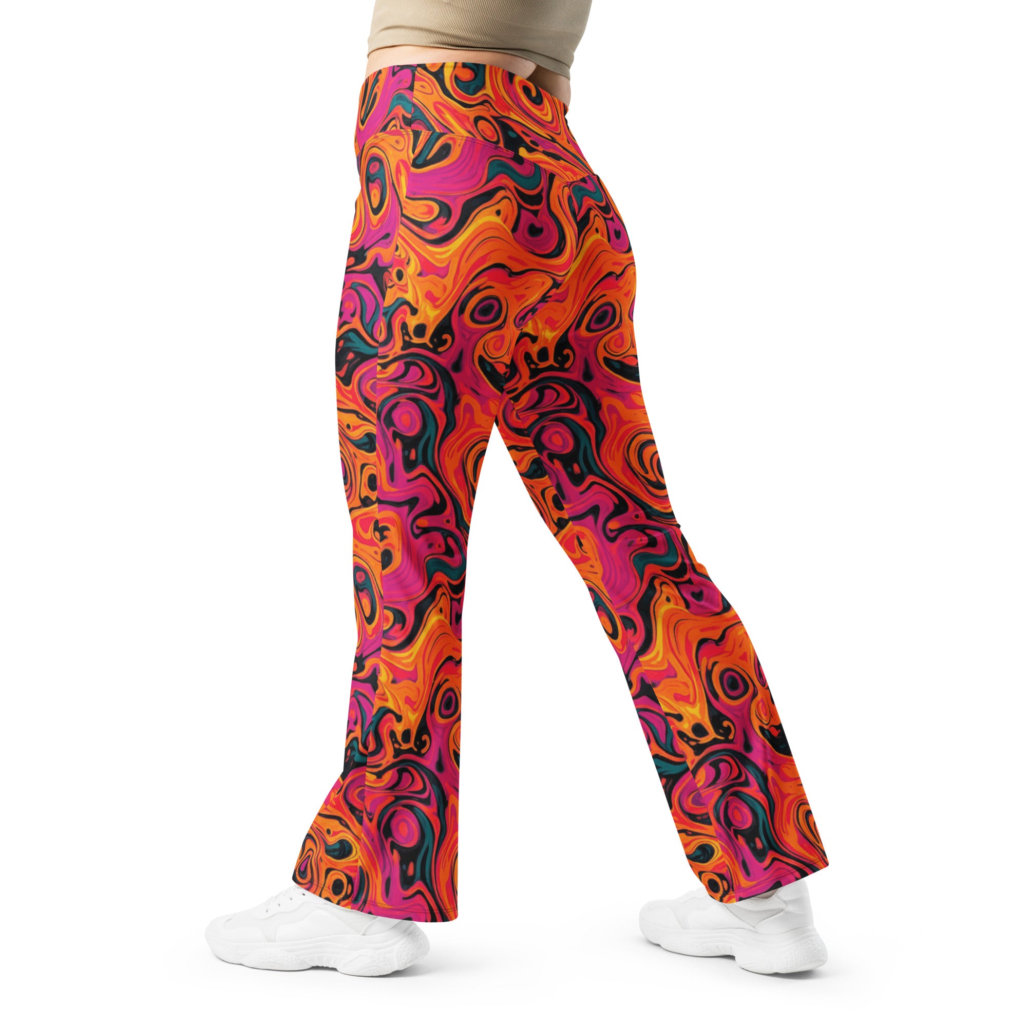 Liquid Marble Fire Opal Flare Leggings | GearBunch