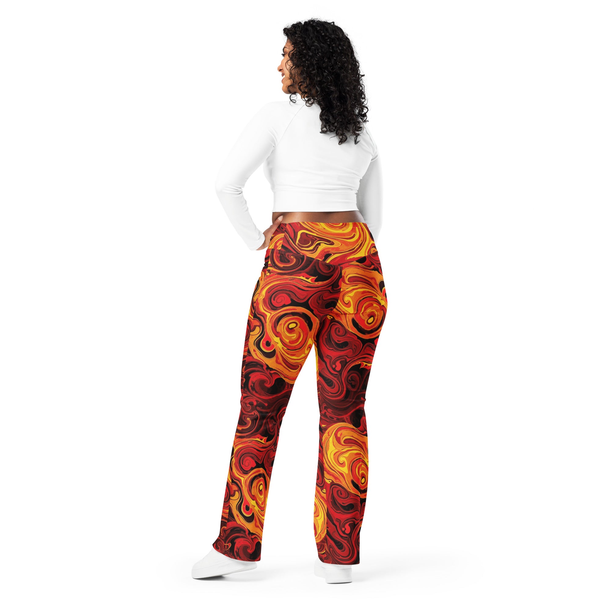 Liquid Marble Lava Flow Flare Leggings | GearBunch