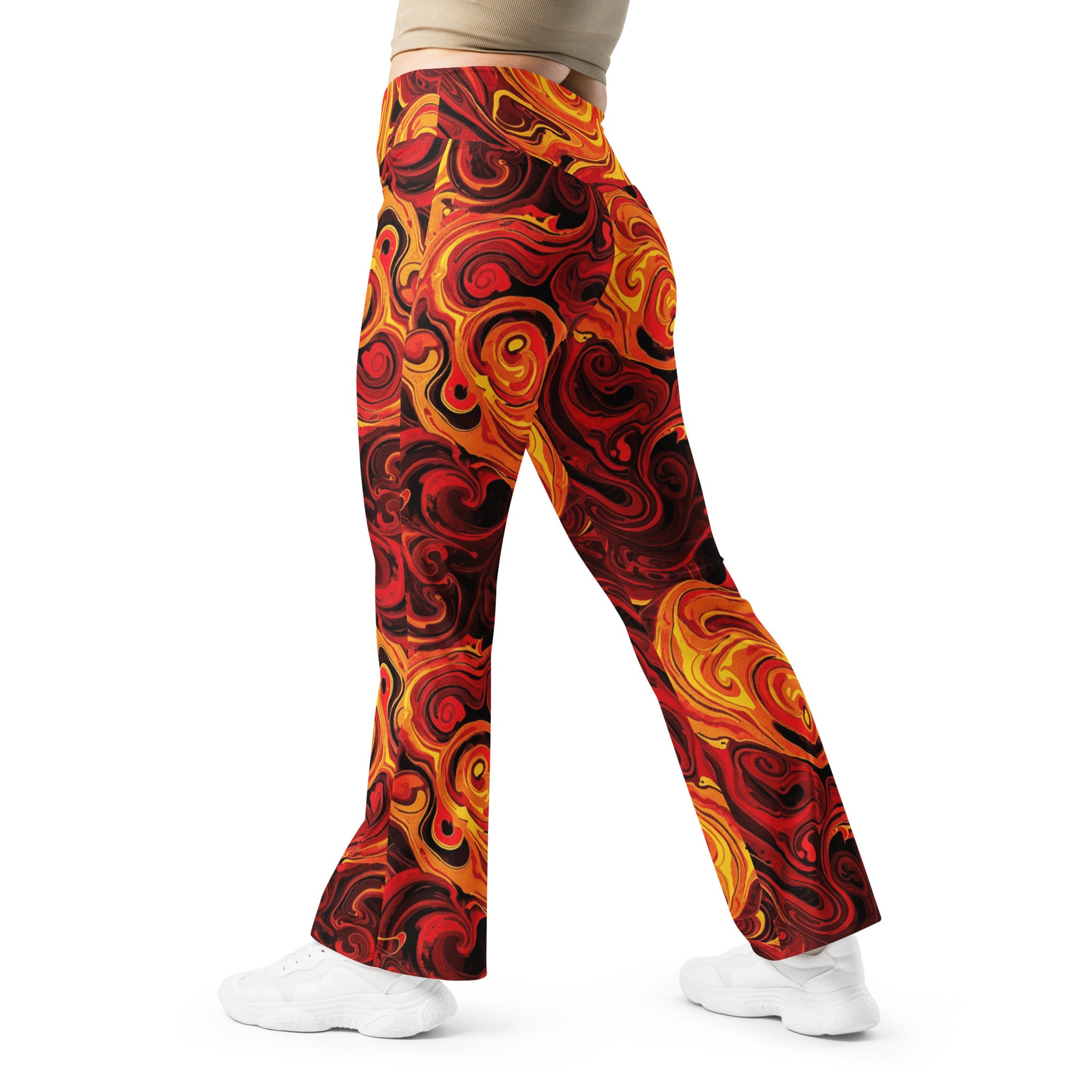 Liquid Marble Lava Flow Flare Leggings | GearBunch