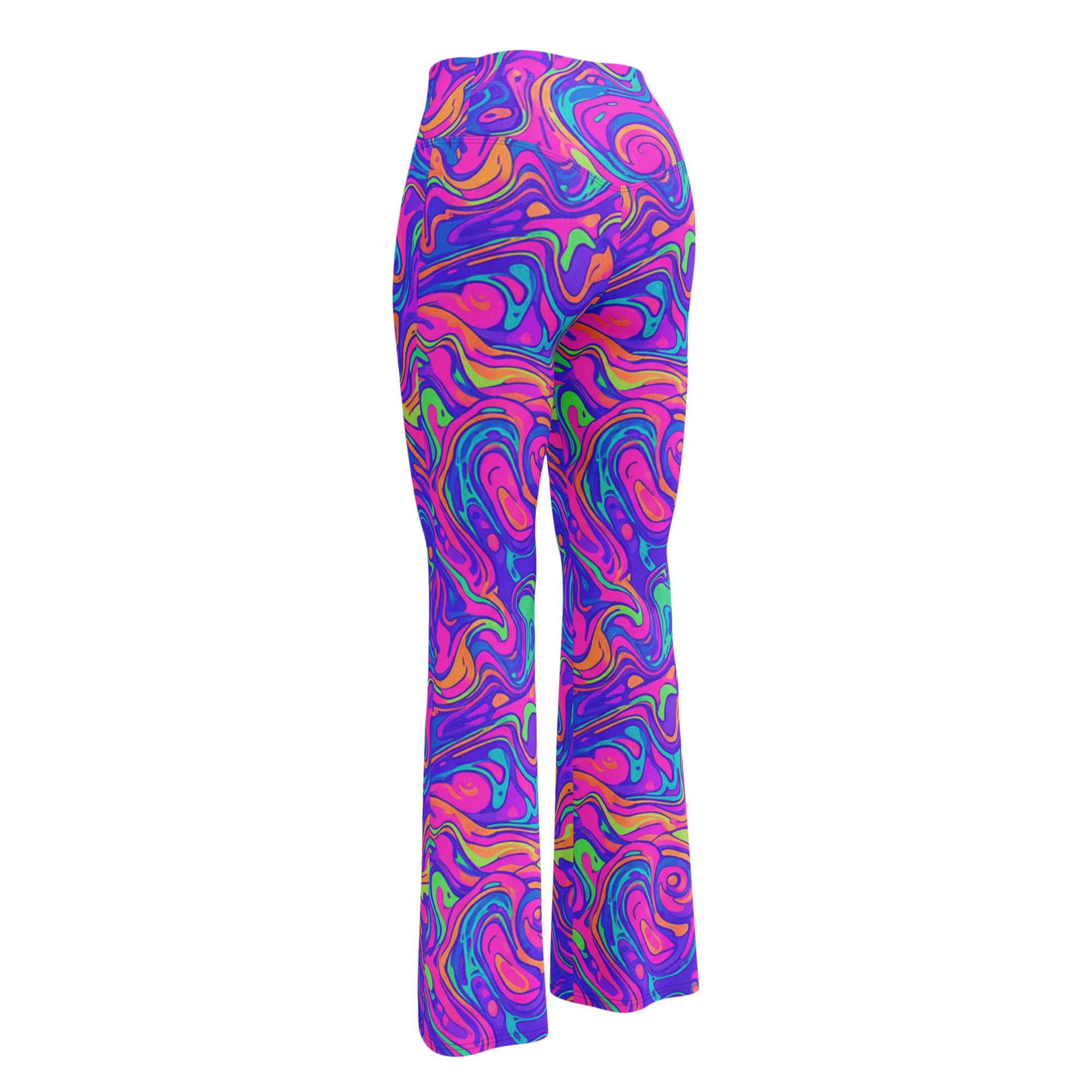 Liquid Marble Neon Flare Leggings | GearBunch