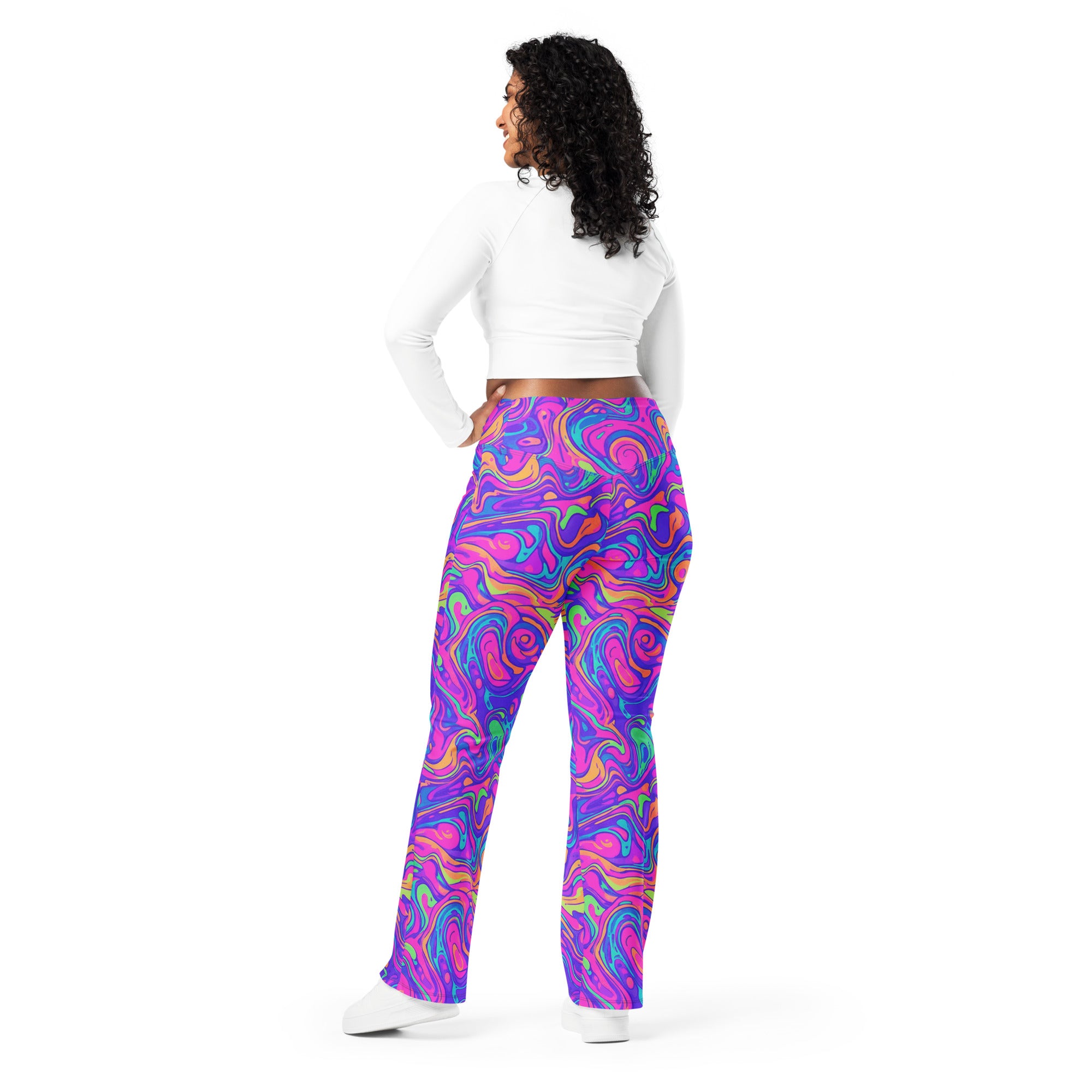 Liquid Marble Neon Flare Leggings | GearBunch