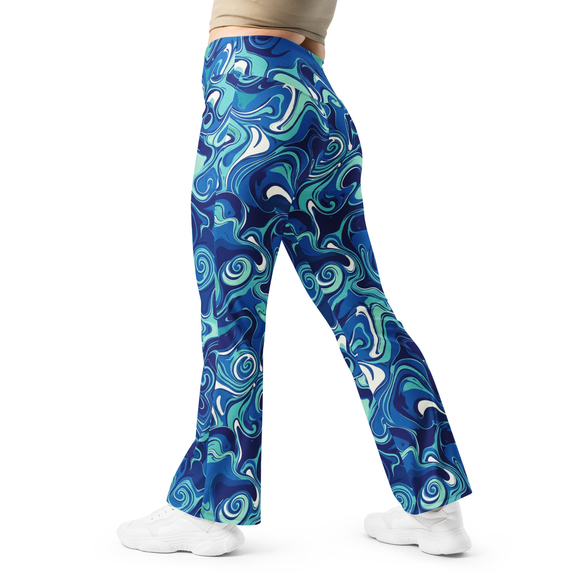 Liquid Marble Ocean Current Flare Leggings | GearBunch