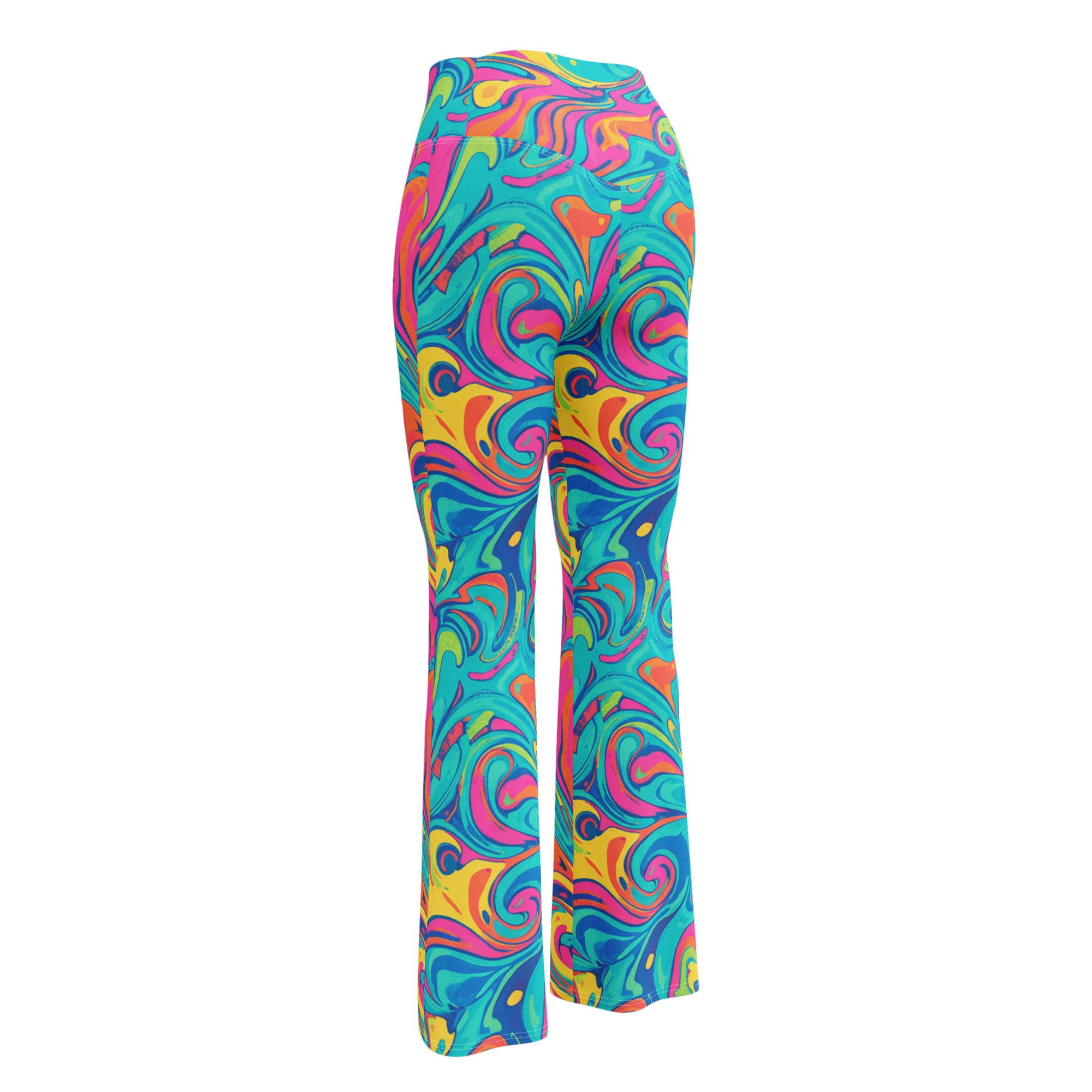 Liquid Marble Tropical Paradise Flare Leggings | GearBunch
