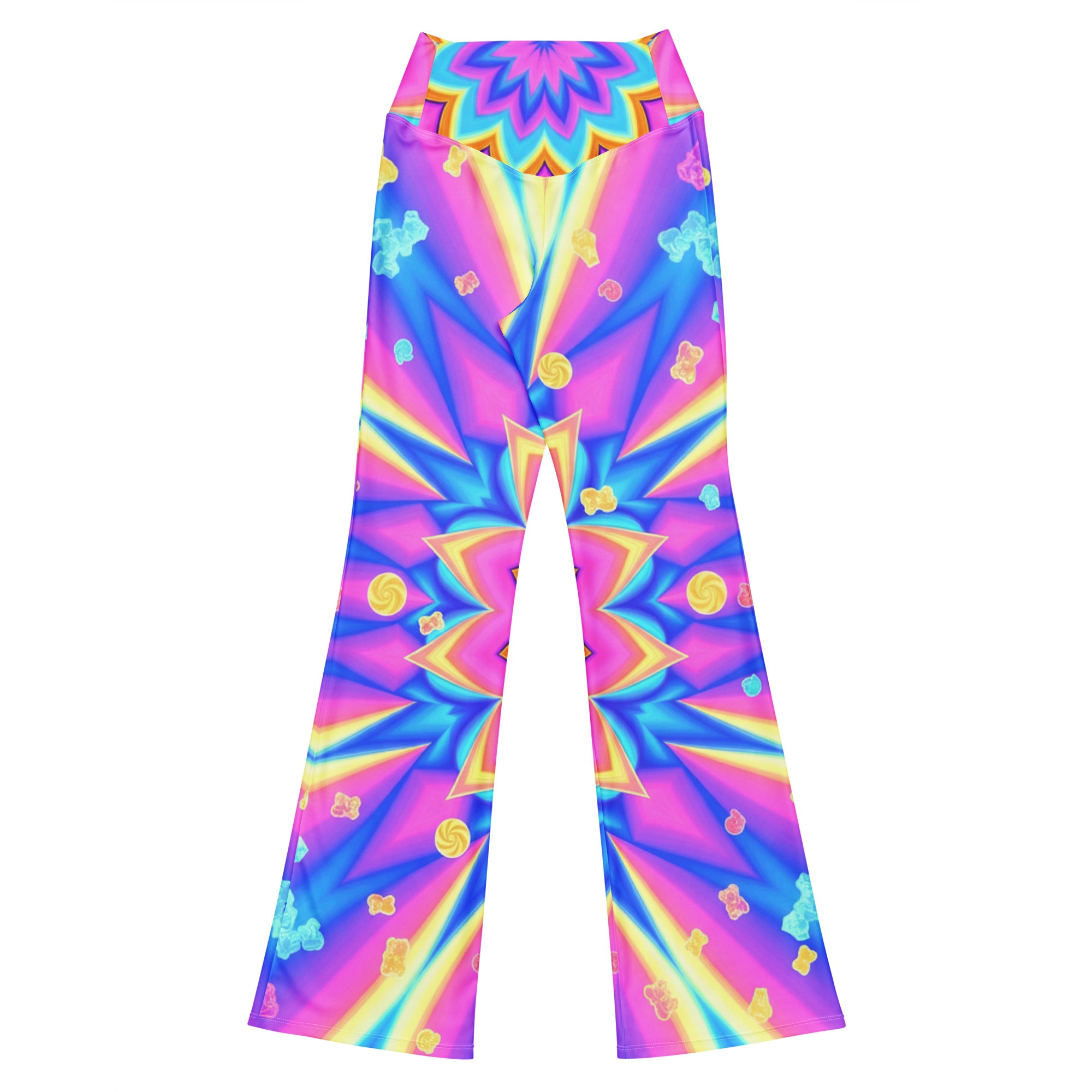 Psychedelic Candy Rave Flare Leggings | GearBunch