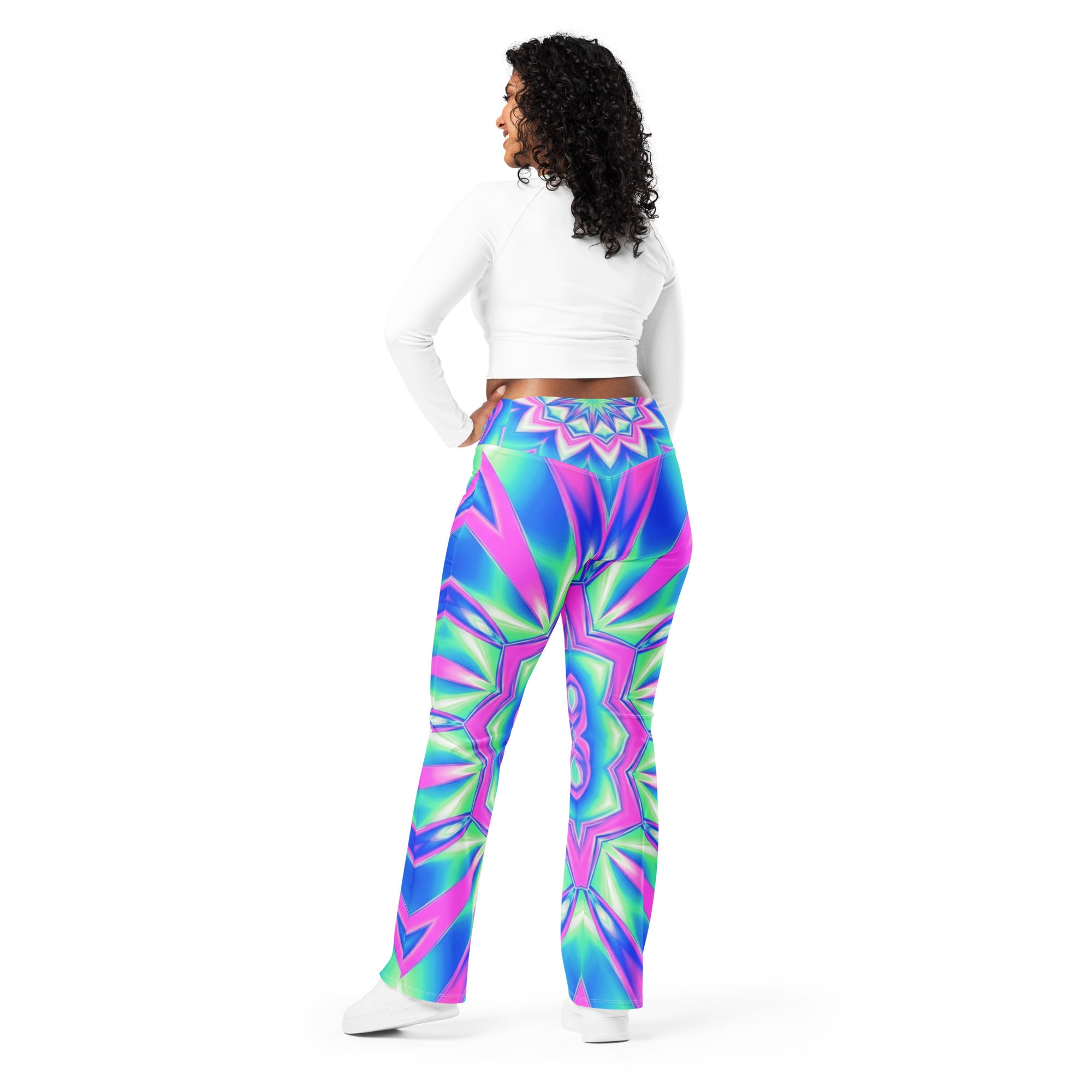 Psychedelic Chrome Spectrum Flare Leggings | GearBunch