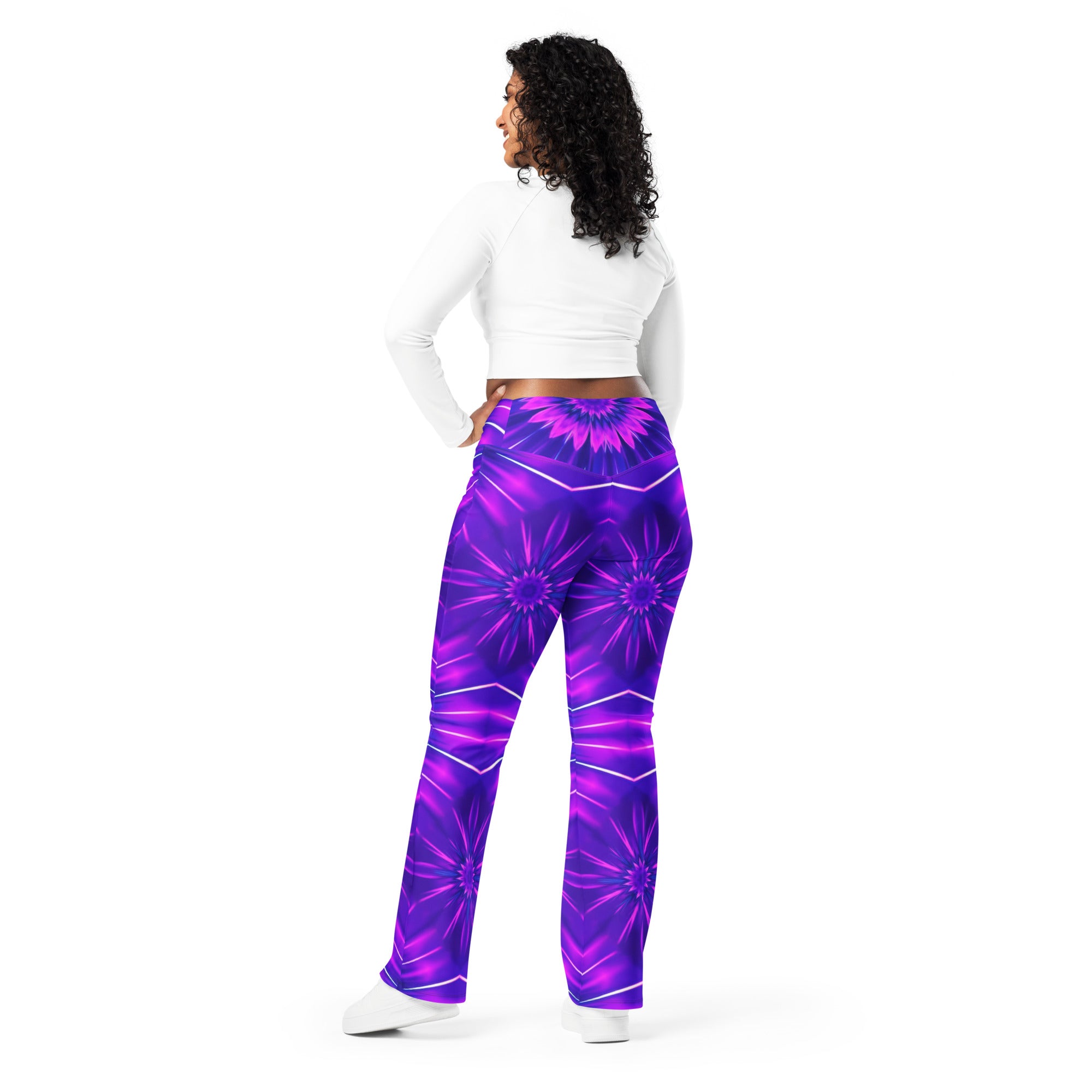 Psychedelic Cosmic Violet Flare Leggings | GearBunch