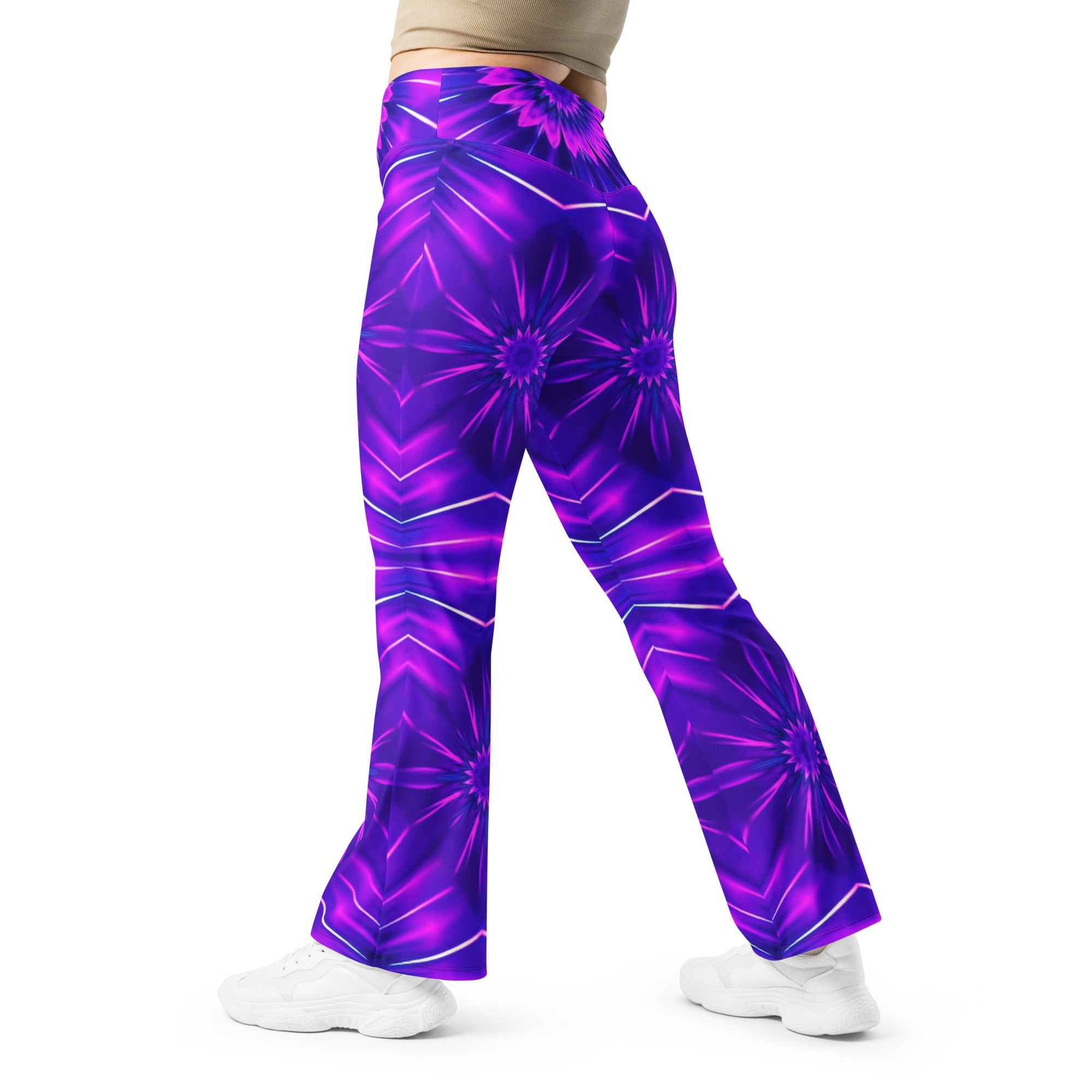 Psychedelic Cosmic Violet Flare Leggings | GearBunch
