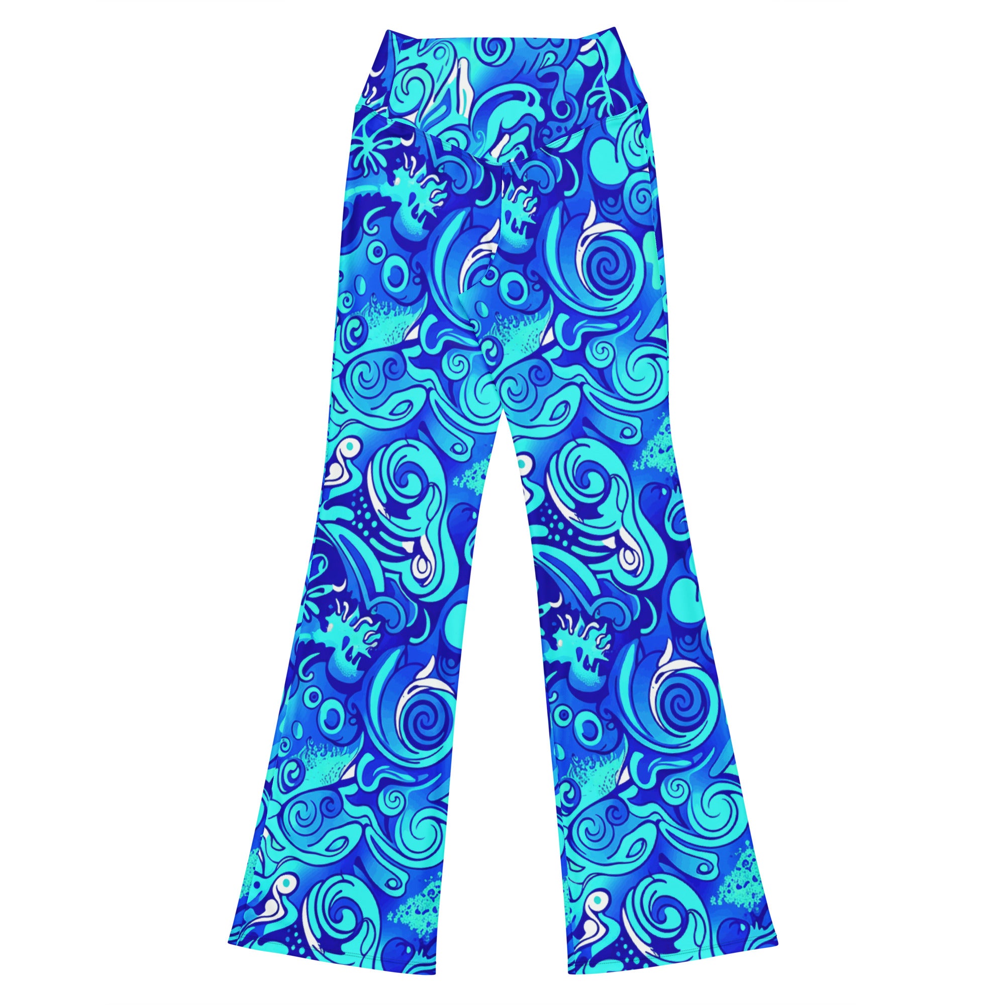 Psychedelic Electric Ocean Flare Leggings | GearBunch