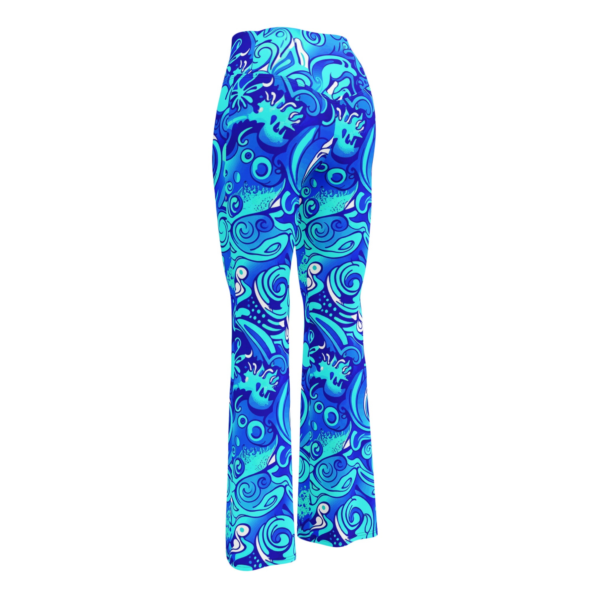 Psychedelic Electric Ocean Flare Leggings | GearBunch