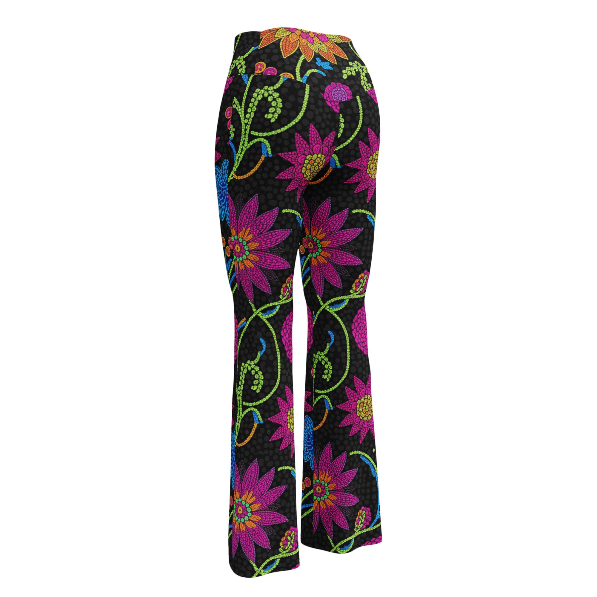 Rainbow Paillette Botanical Flare Leggings | GearBunch