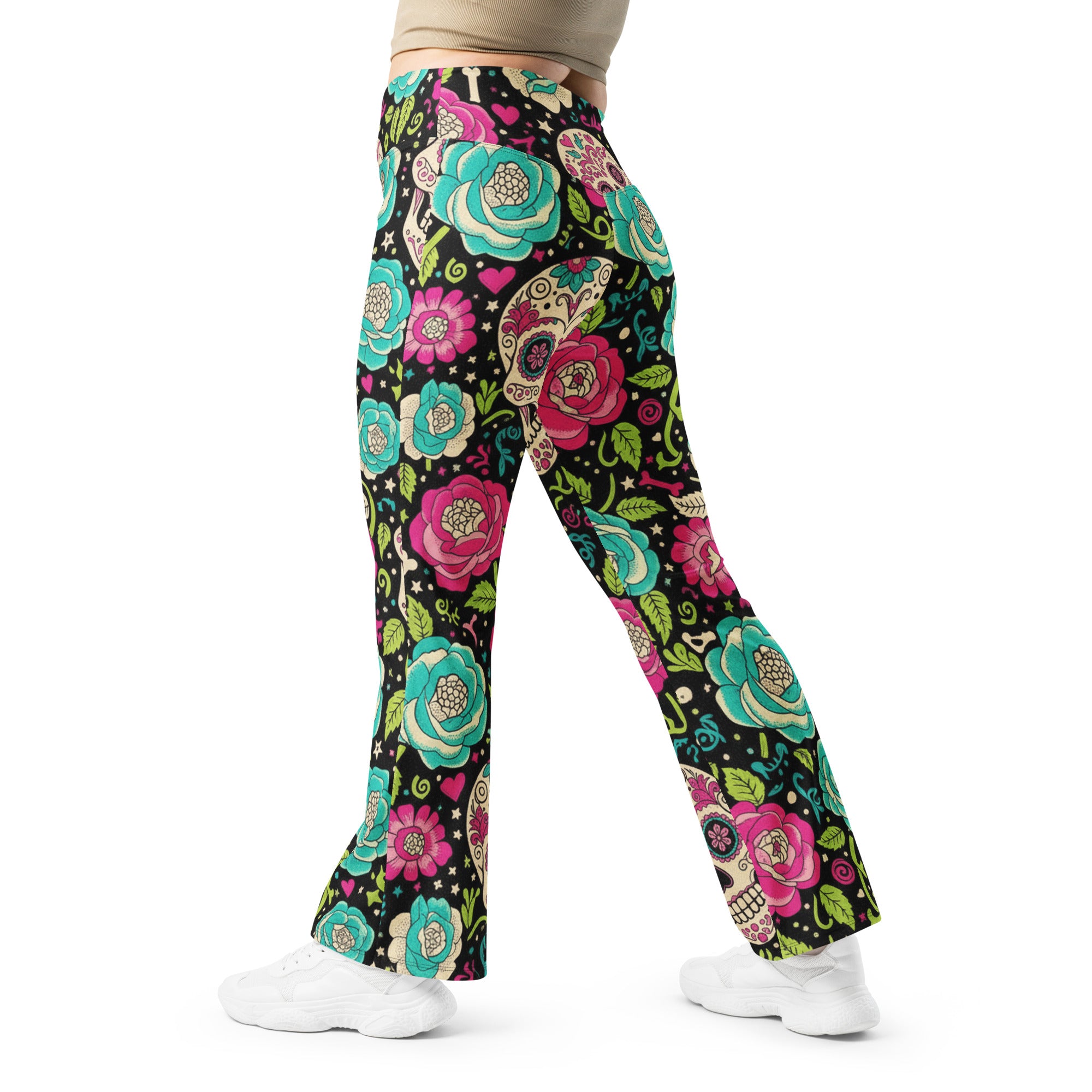 Sugar Skull Botanica Flare Leggings | GearBunch