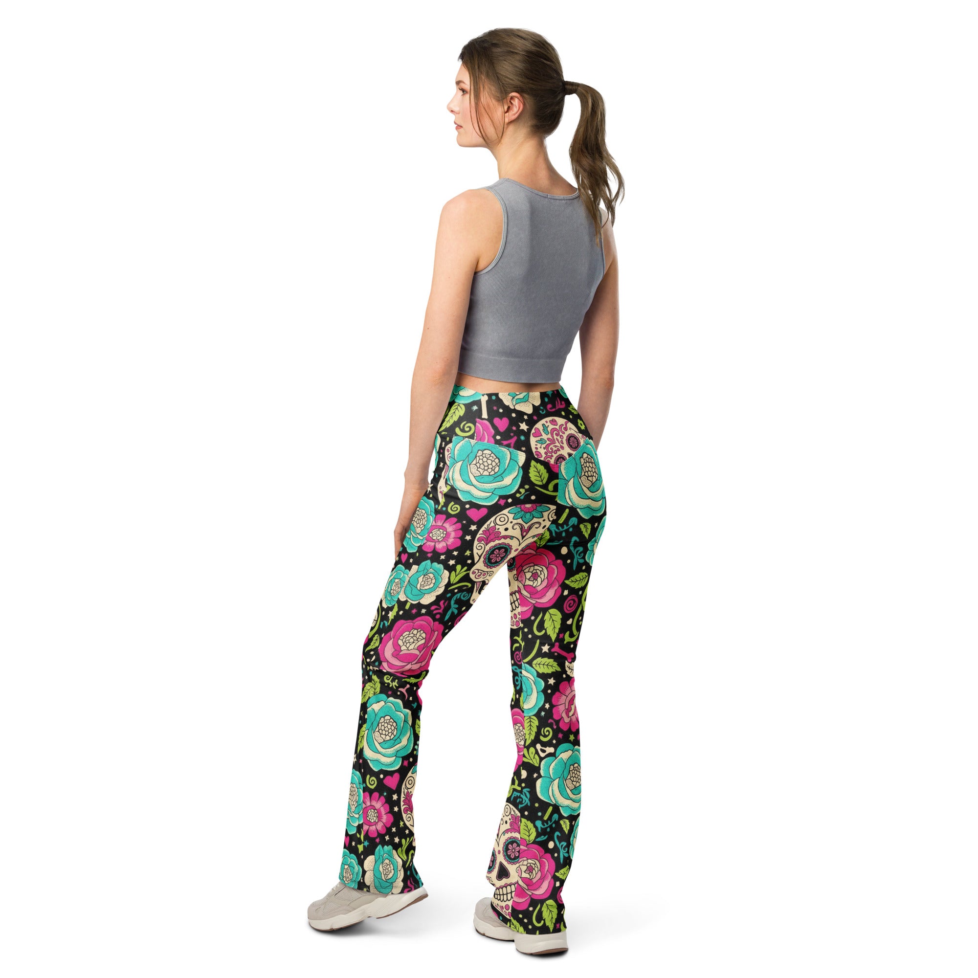 Sugar Skull Botanica Flare Leggings | GearBunch