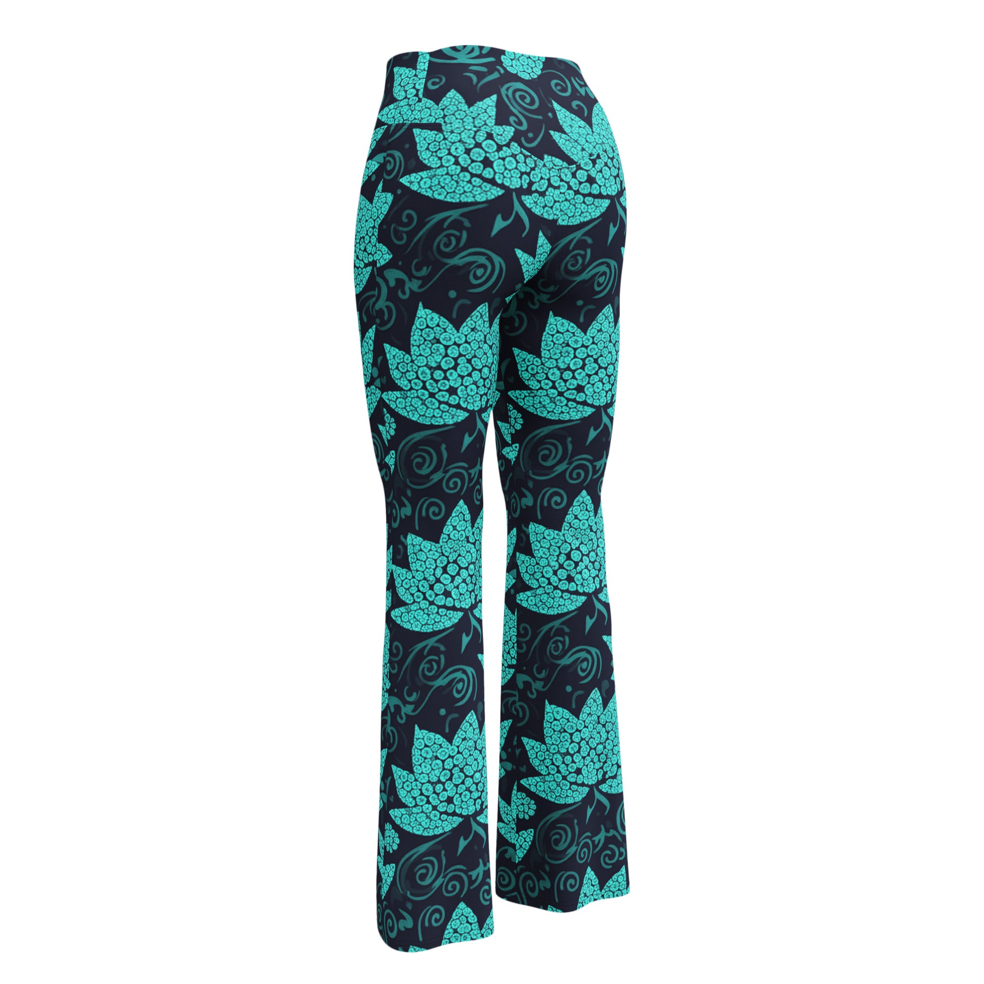 Teal Paillette Lotus Flare Leggings | GearBunch