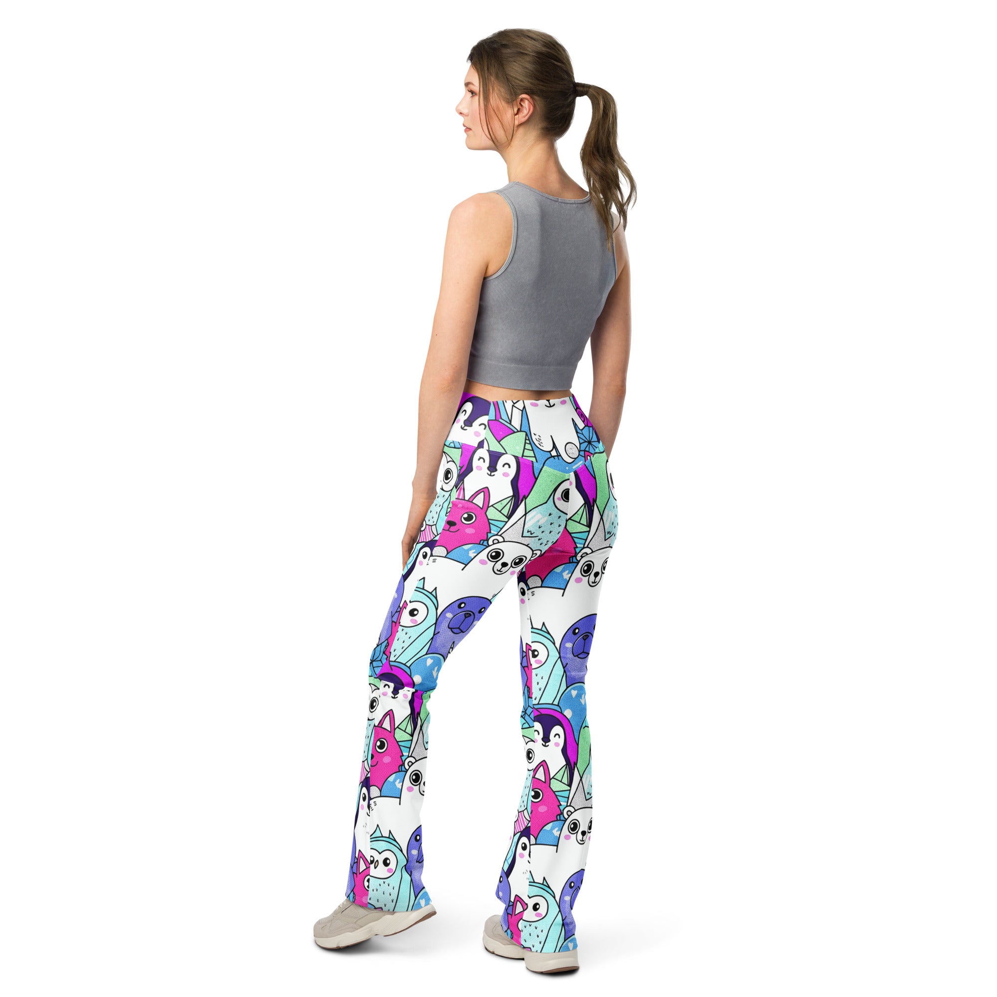 Vibrant Arctic Friends Flare Leggings | GearBunch
