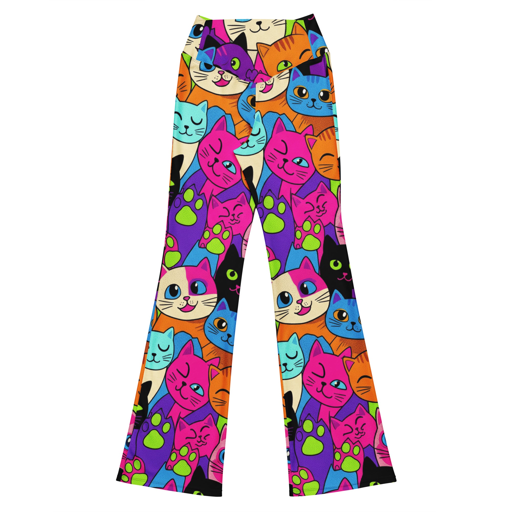 Vibrant Cats Everywhere Flare Leggings | GearBunch