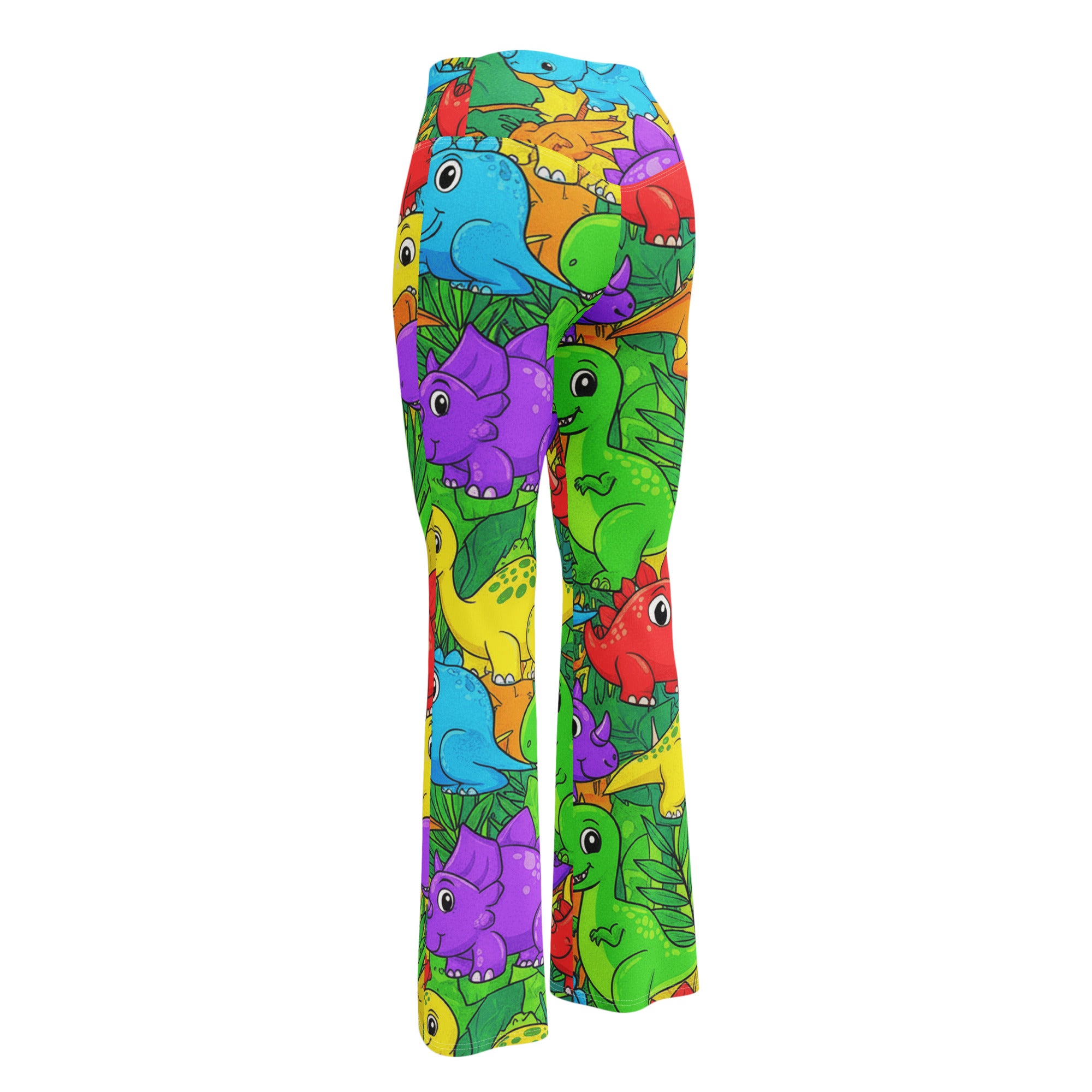 Vibrant Dinosaur Stomp Flare Leggings | GearBunch
