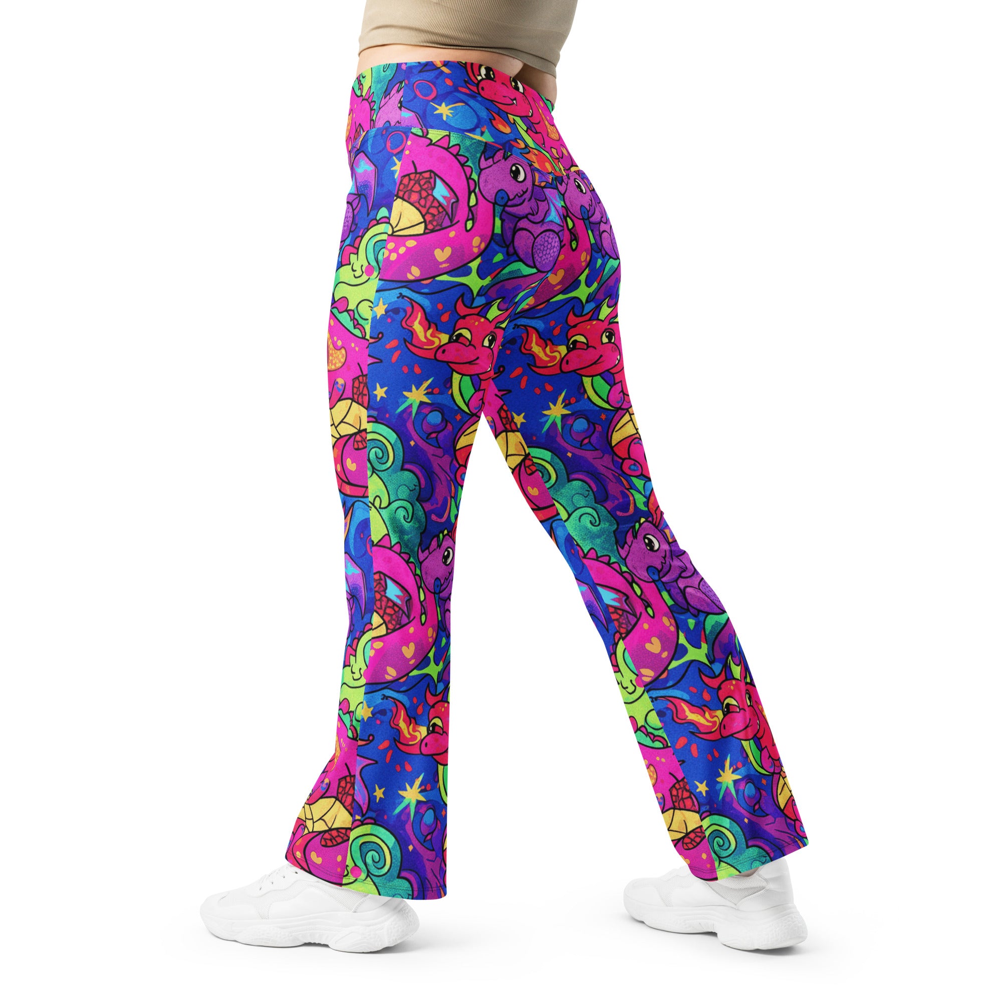 Vibrant Dragon Fantasy Flare Leggings | GearBunch