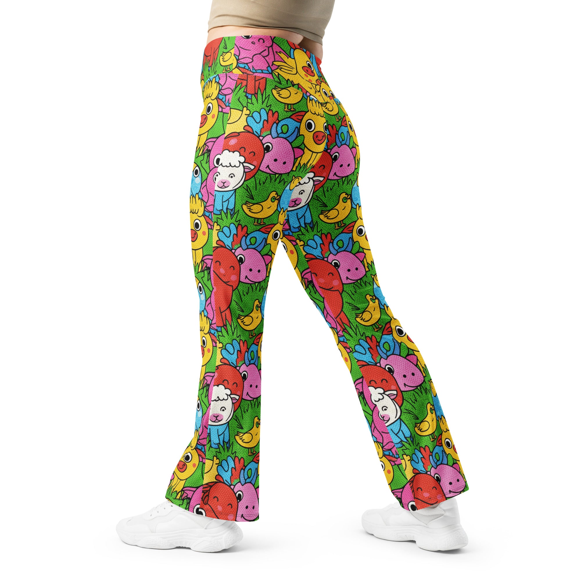 Vibrant Farm Animals Flare Leggings | GearBunch