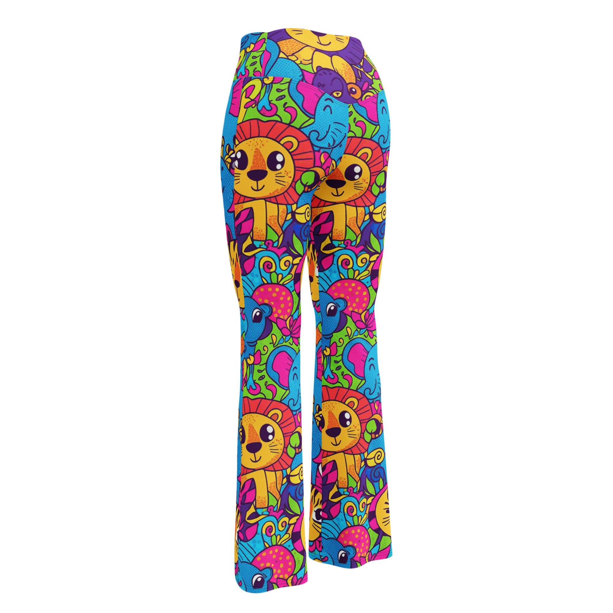 Vibrant Jungle Safari Flare Leggings | GearBunch