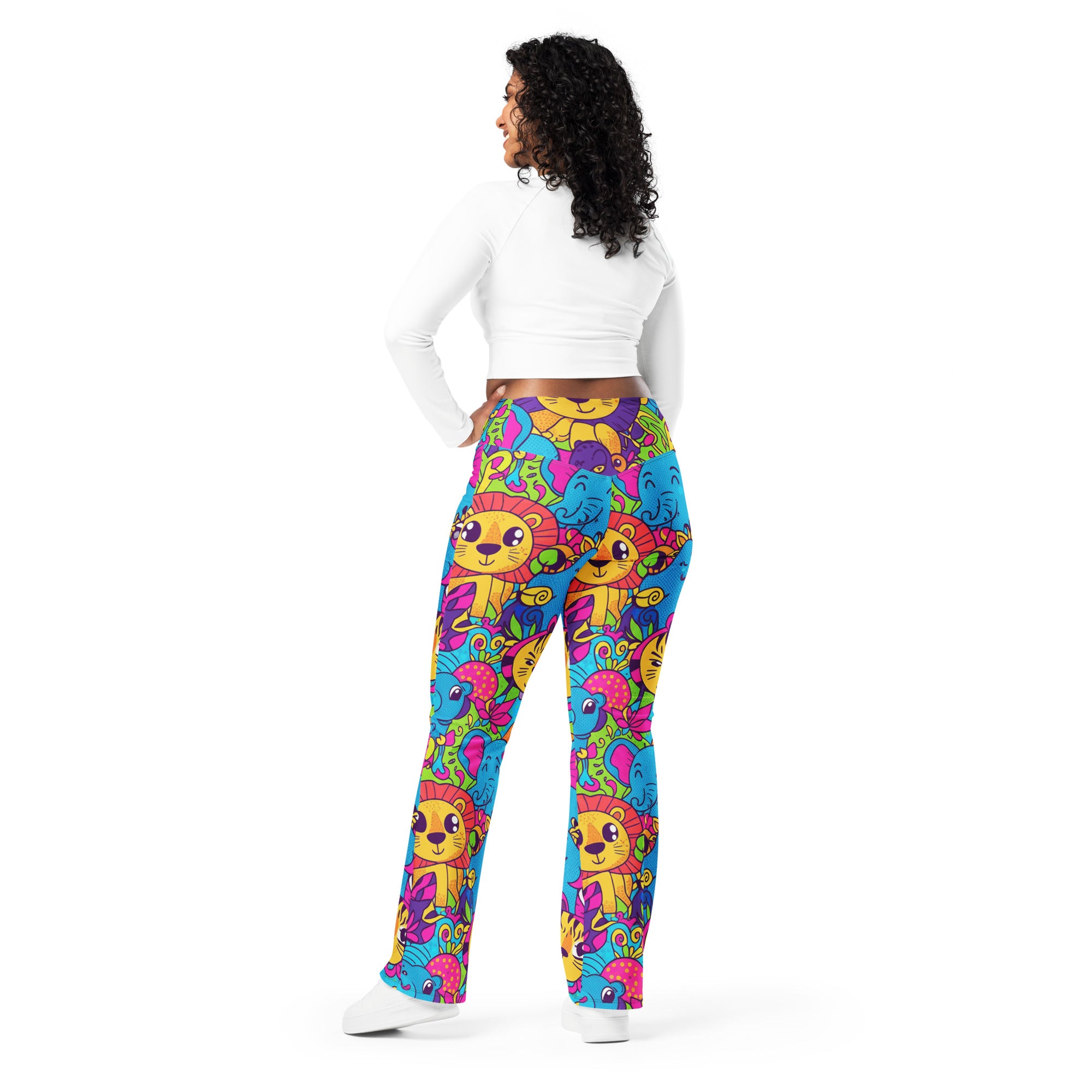 Vibrant Jungle Safari Flare Leggings | GearBunch