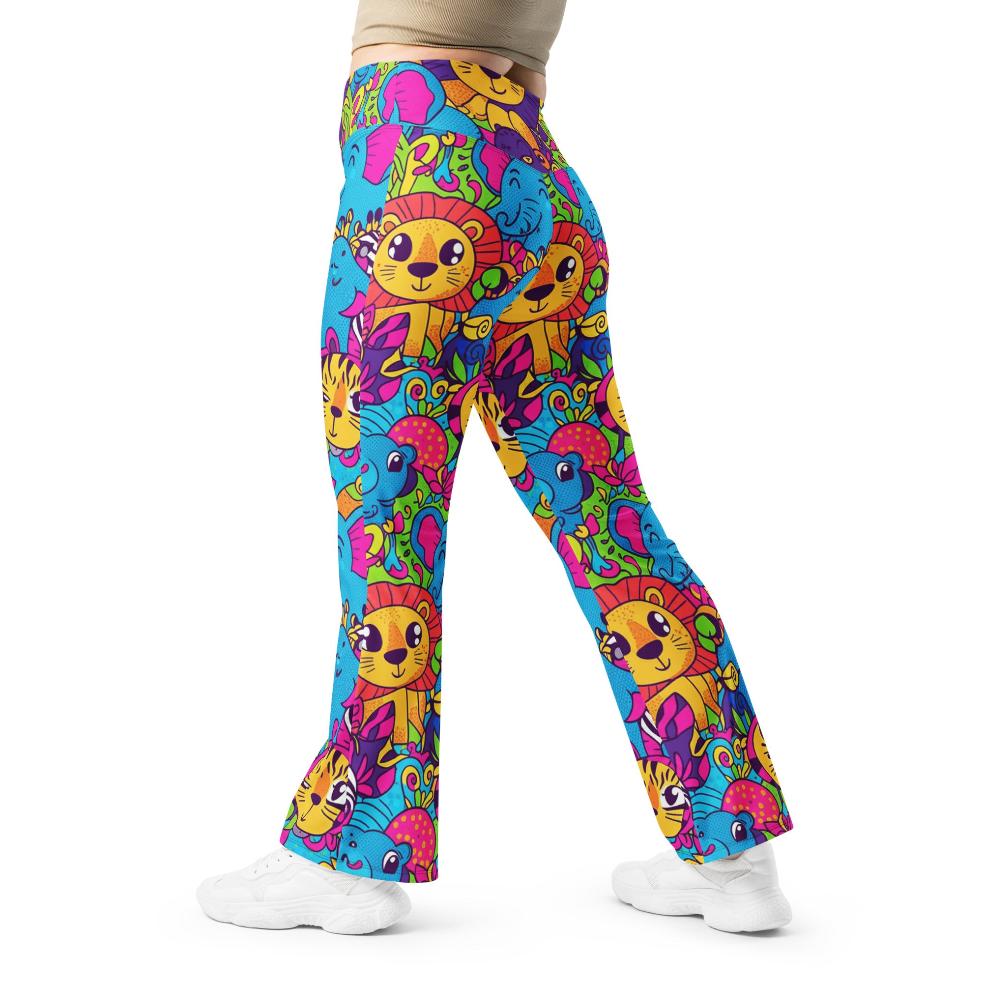 Vibrant Jungle Safari Flare Leggings | GearBunch