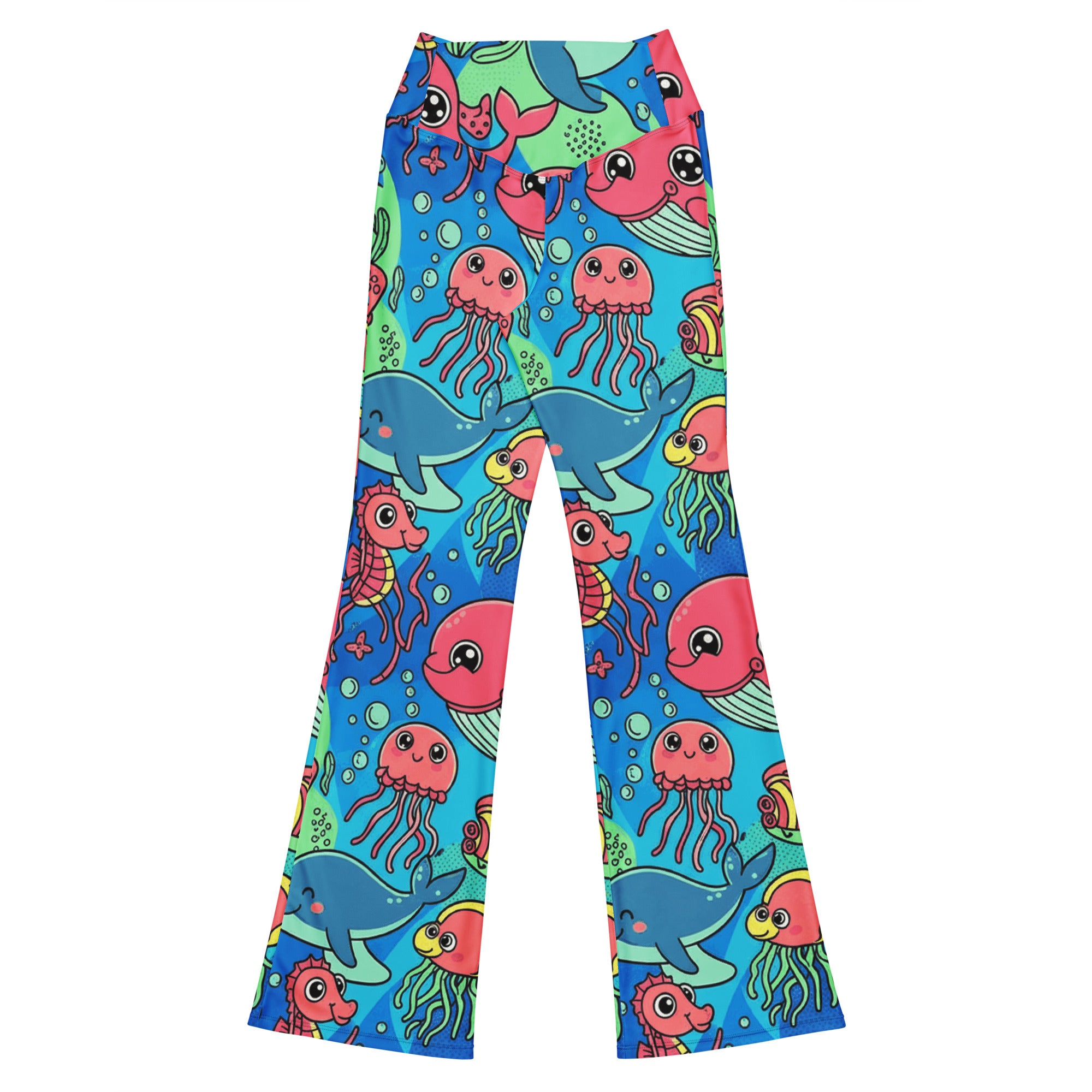 Vibrant Ocean Creatures Flare Leggings | GearBunch