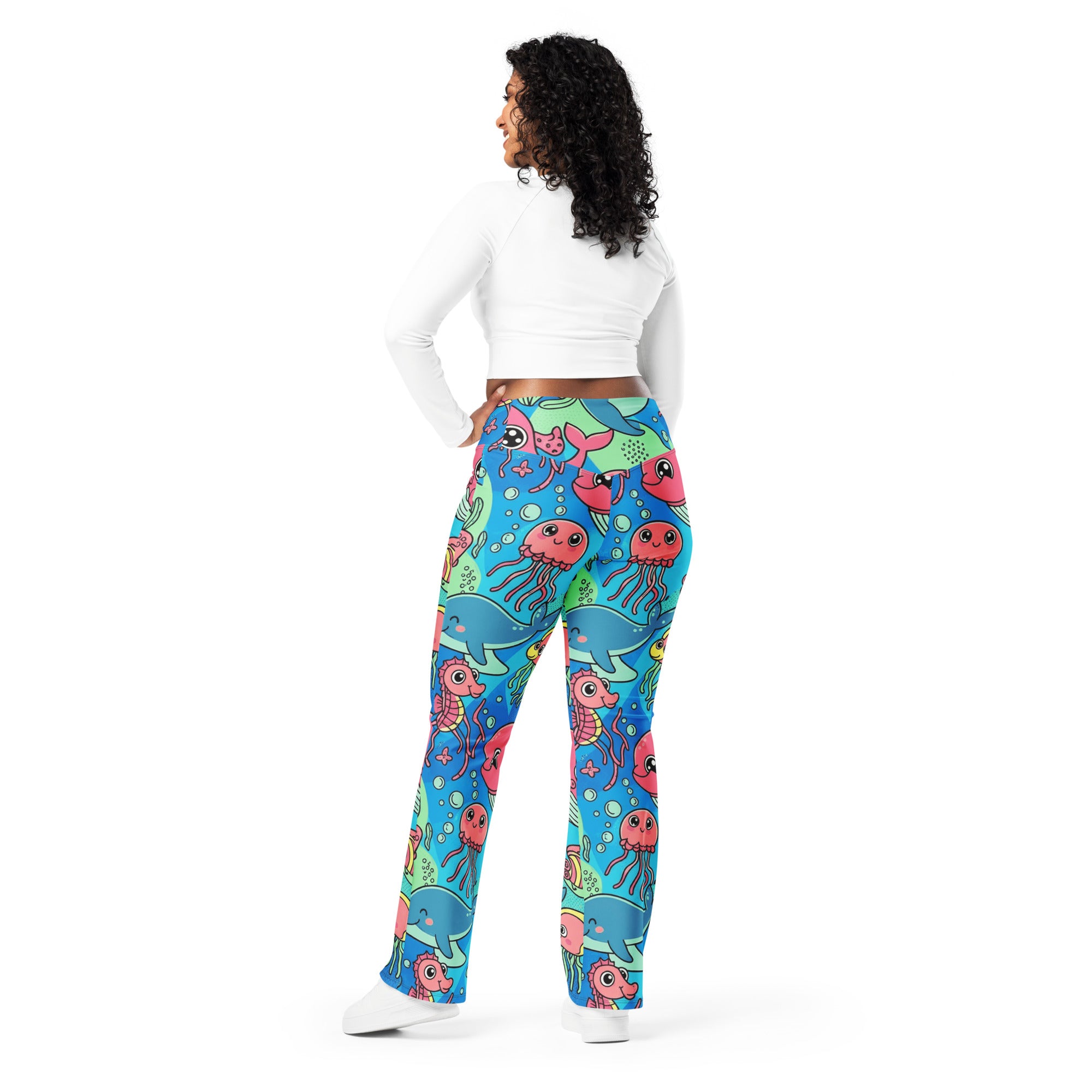Vibrant Ocean Creatures Flare Leggings | GearBunch