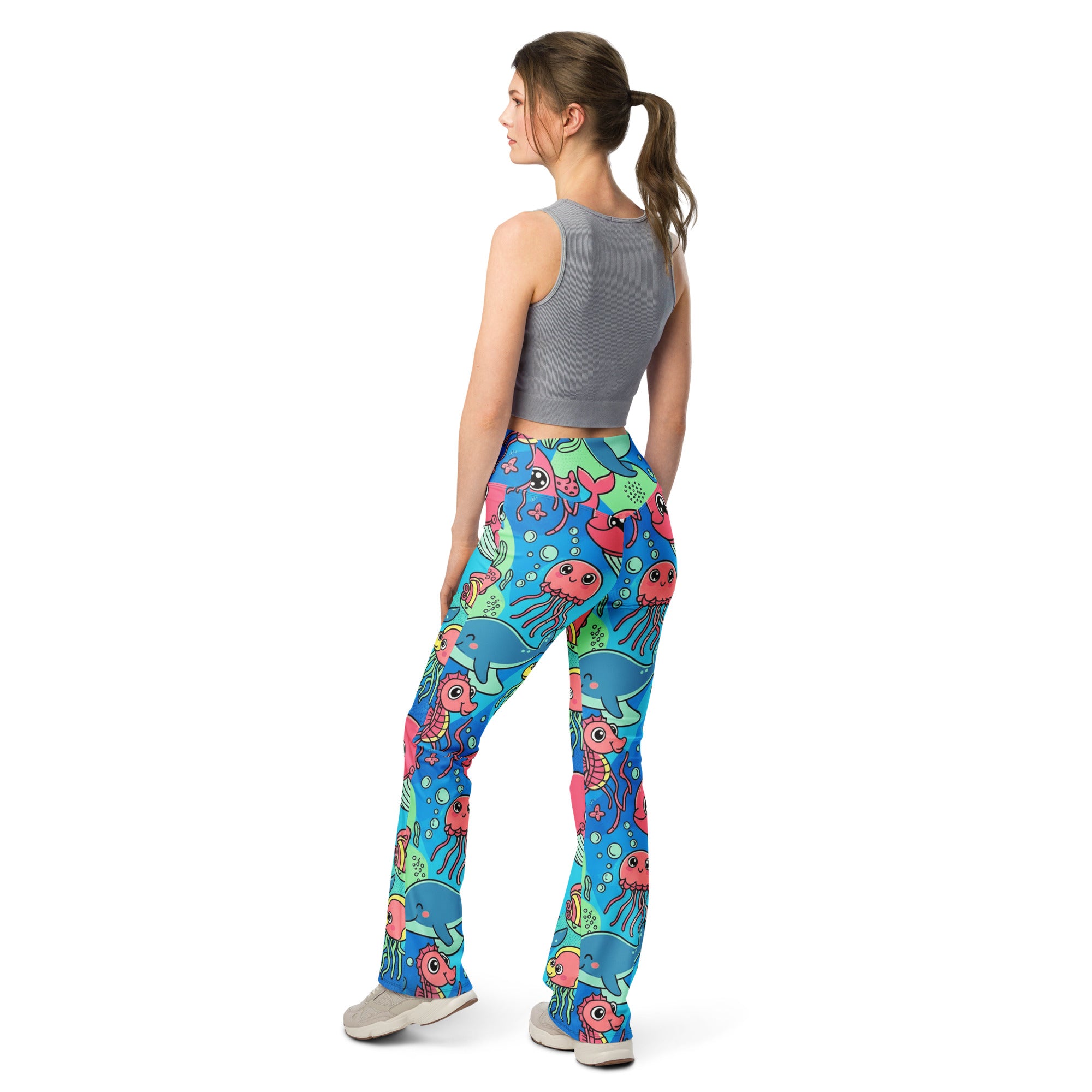 Vibrant Ocean Creatures Flare Leggings | GearBunch