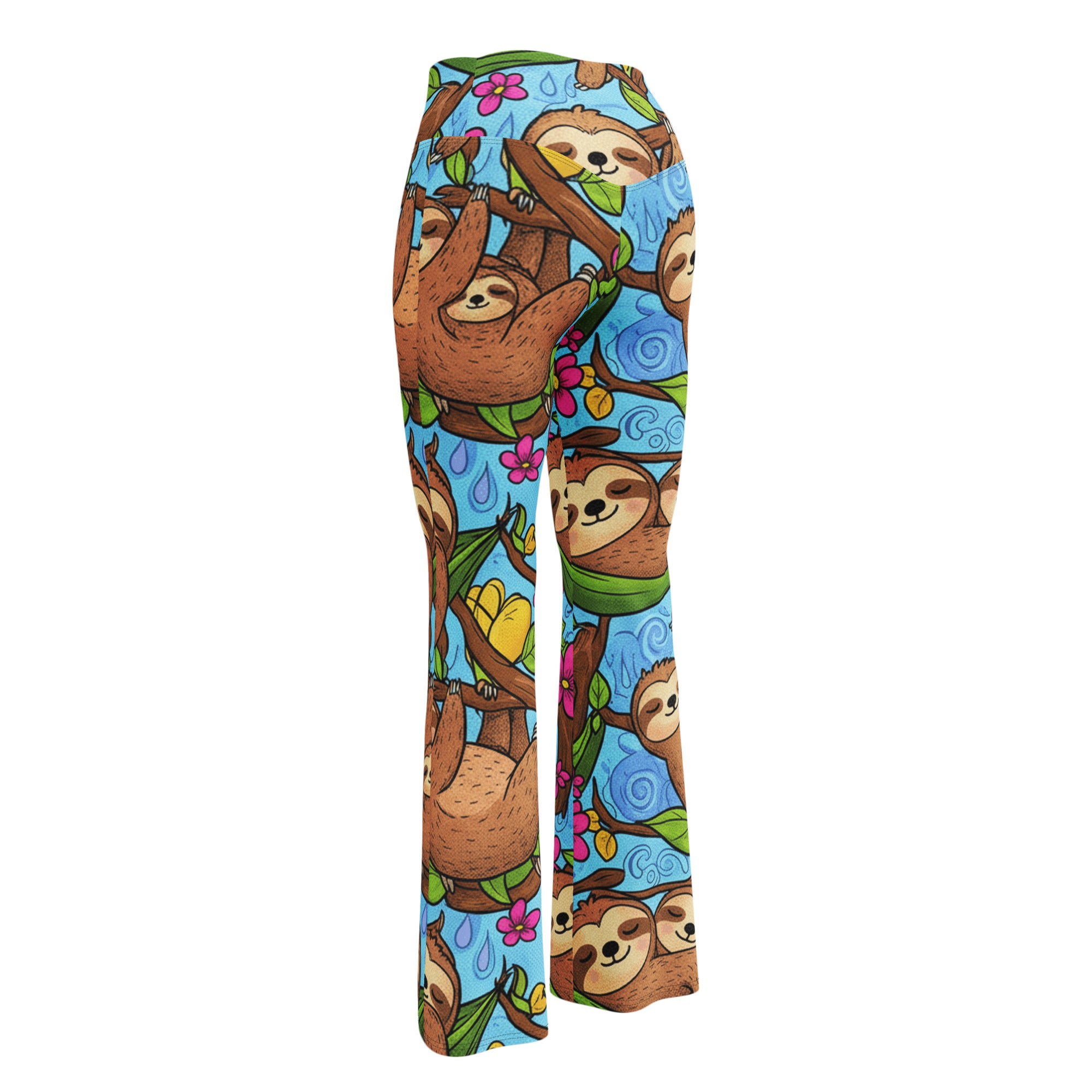 Vibrant Sloth Chill Flare Leggings | GearBunch