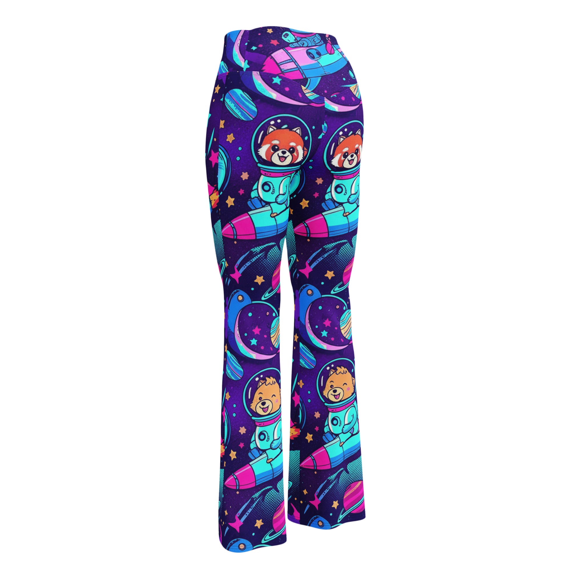 Vibrant Space Animals Flare Leggings | GearBunch