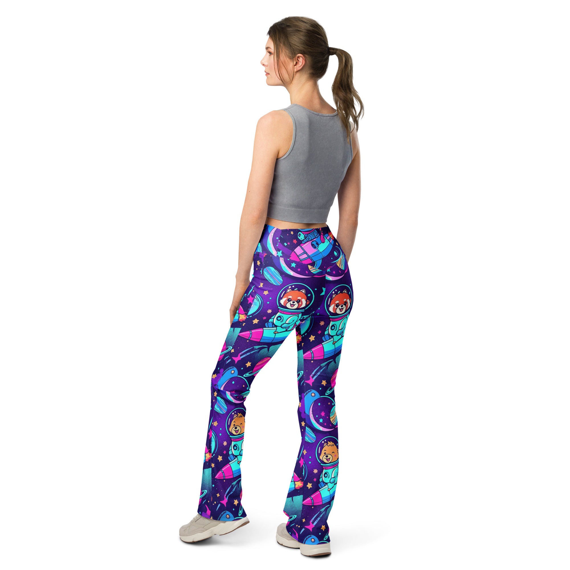 Vibrant Space Animals Flare Leggings | GearBunch