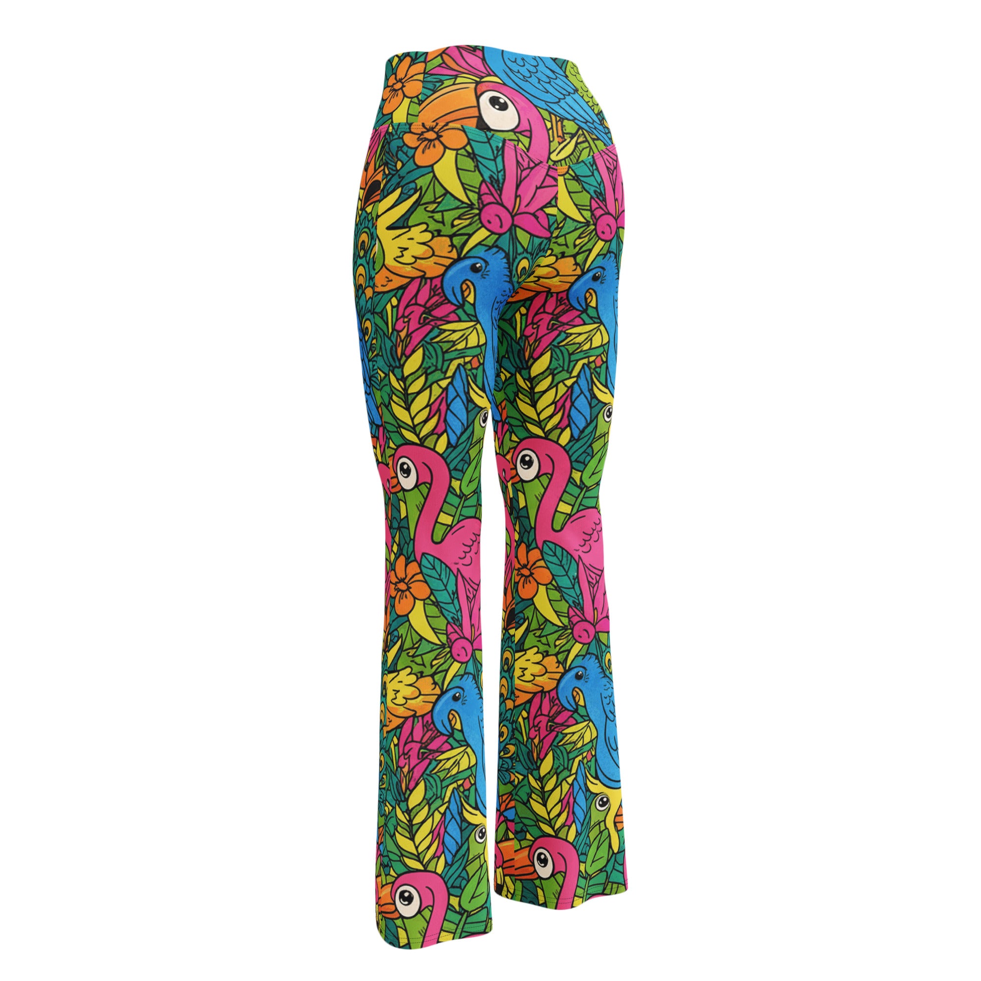 Vibrant Tropical Birds Flare Leggings | GearBunch
