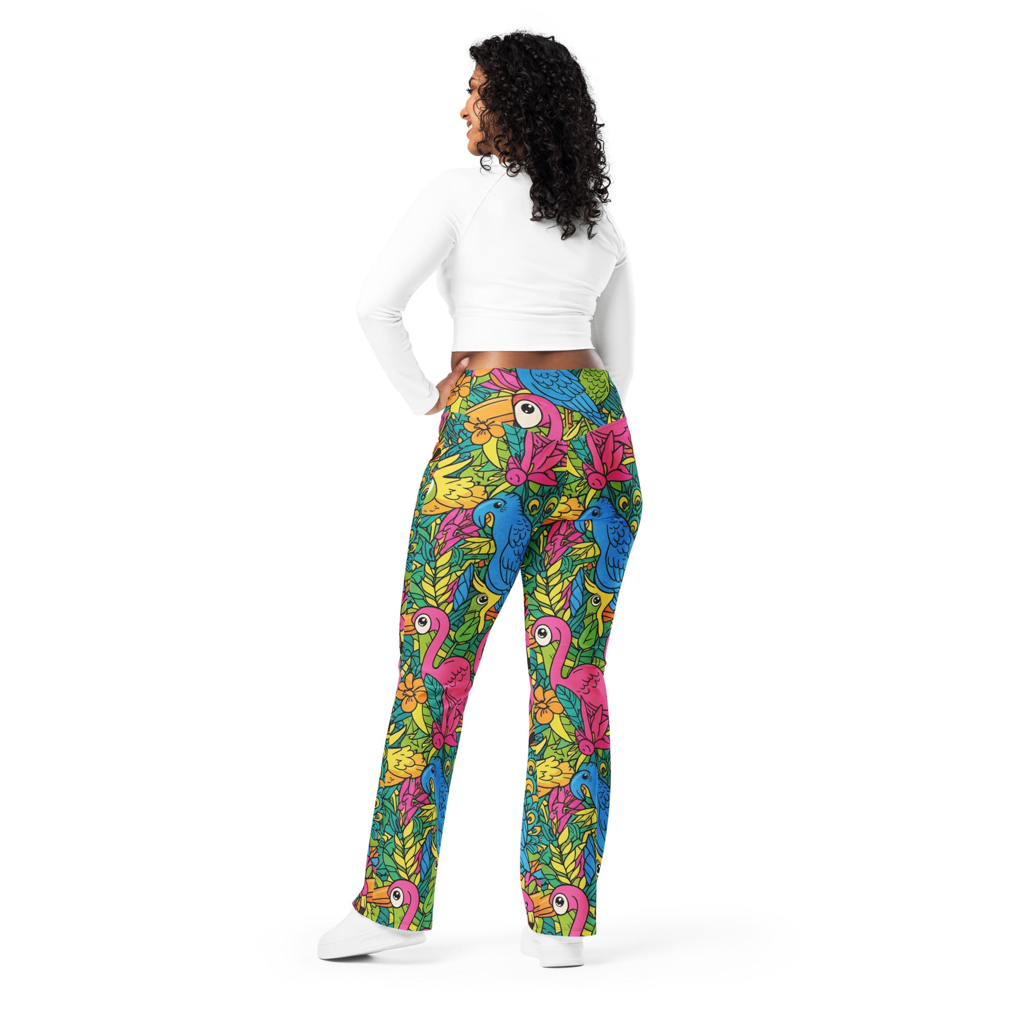 Vibrant Tropical Birds Flare Leggings | GearBunch