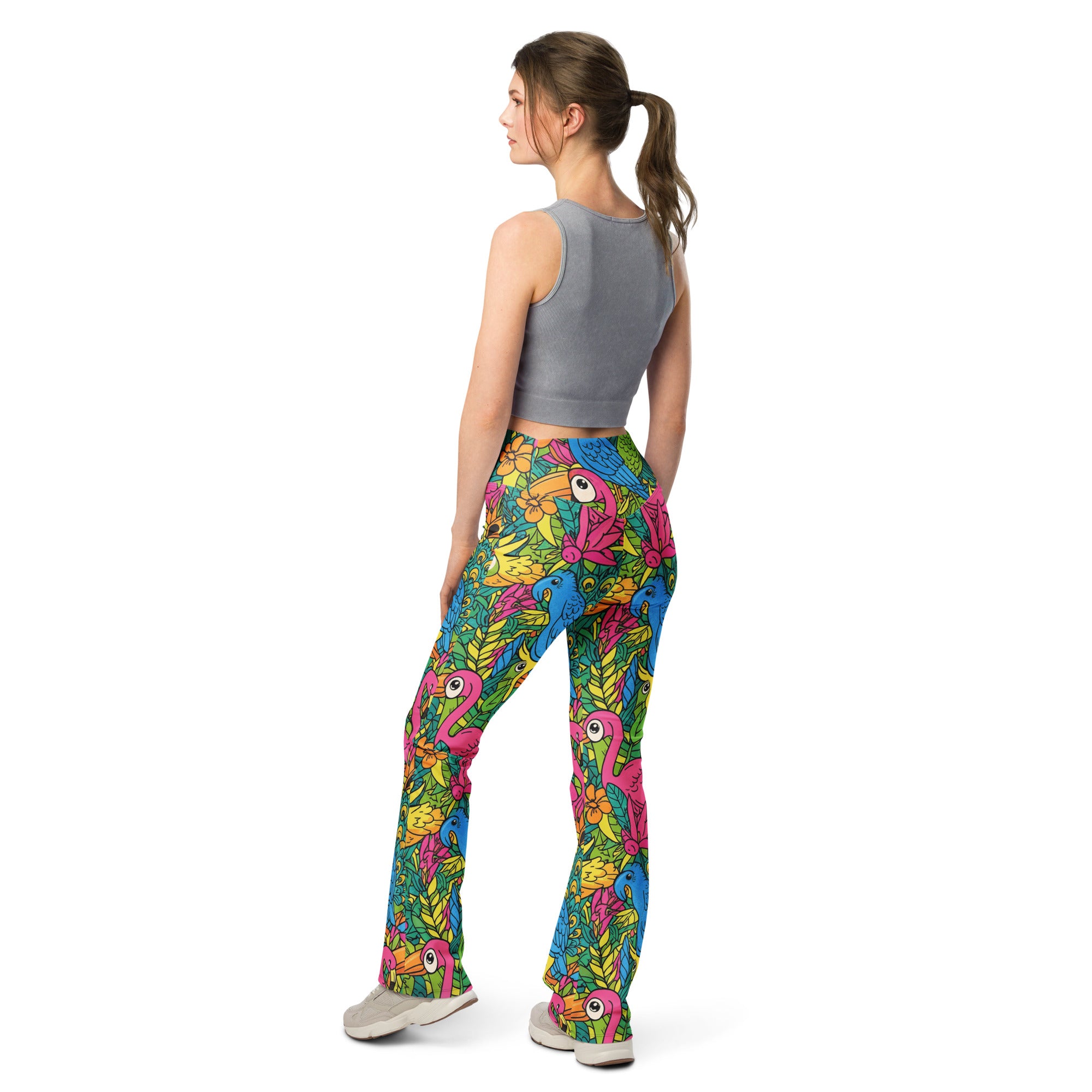 Vibrant Tropical Birds Flare Leggings | GearBunch