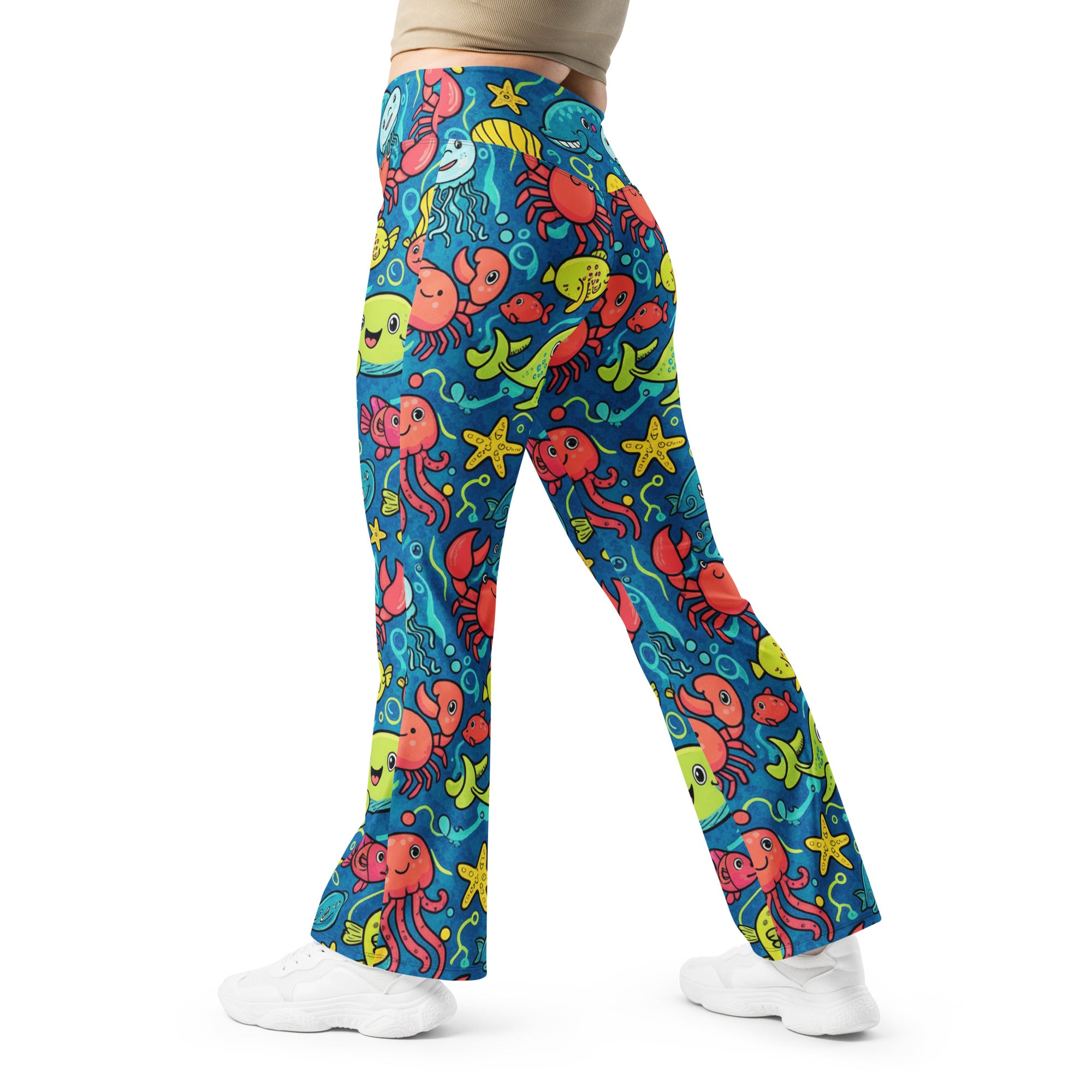 Vibrant Under the Sea Flare Leggings | GearBunch