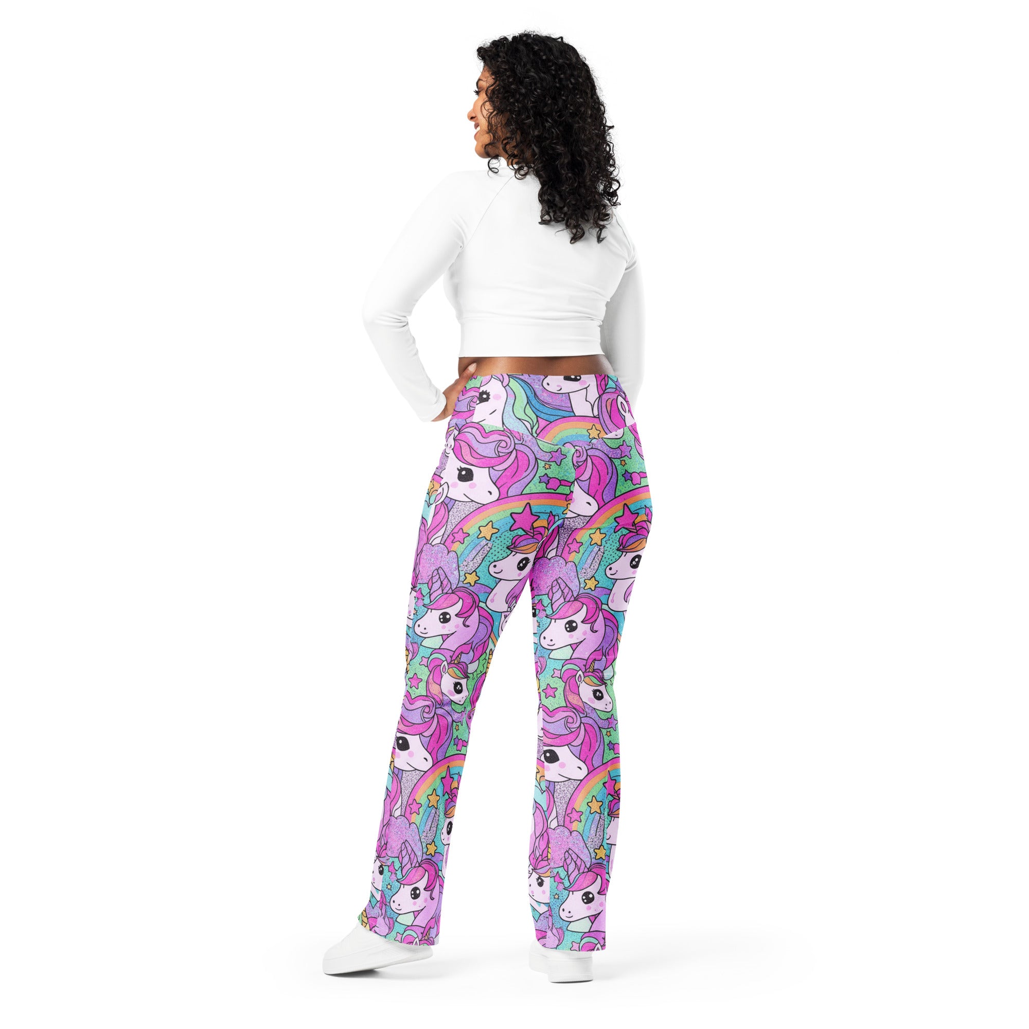 Vibrant Unicorn Rainbow Party Flare Leggings | GearBunch